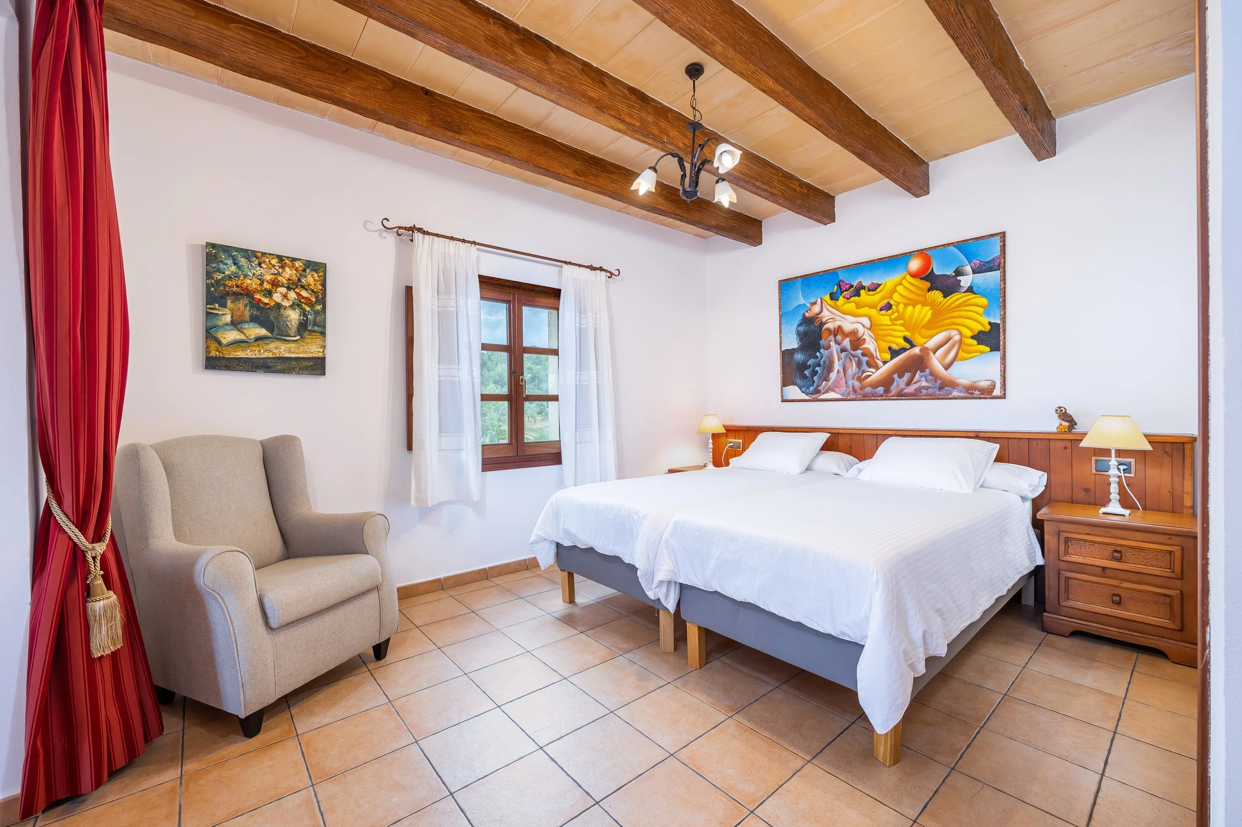 Traditional interior of Cas Cuni Mallorca with rustic architecture and natural light real estate photography