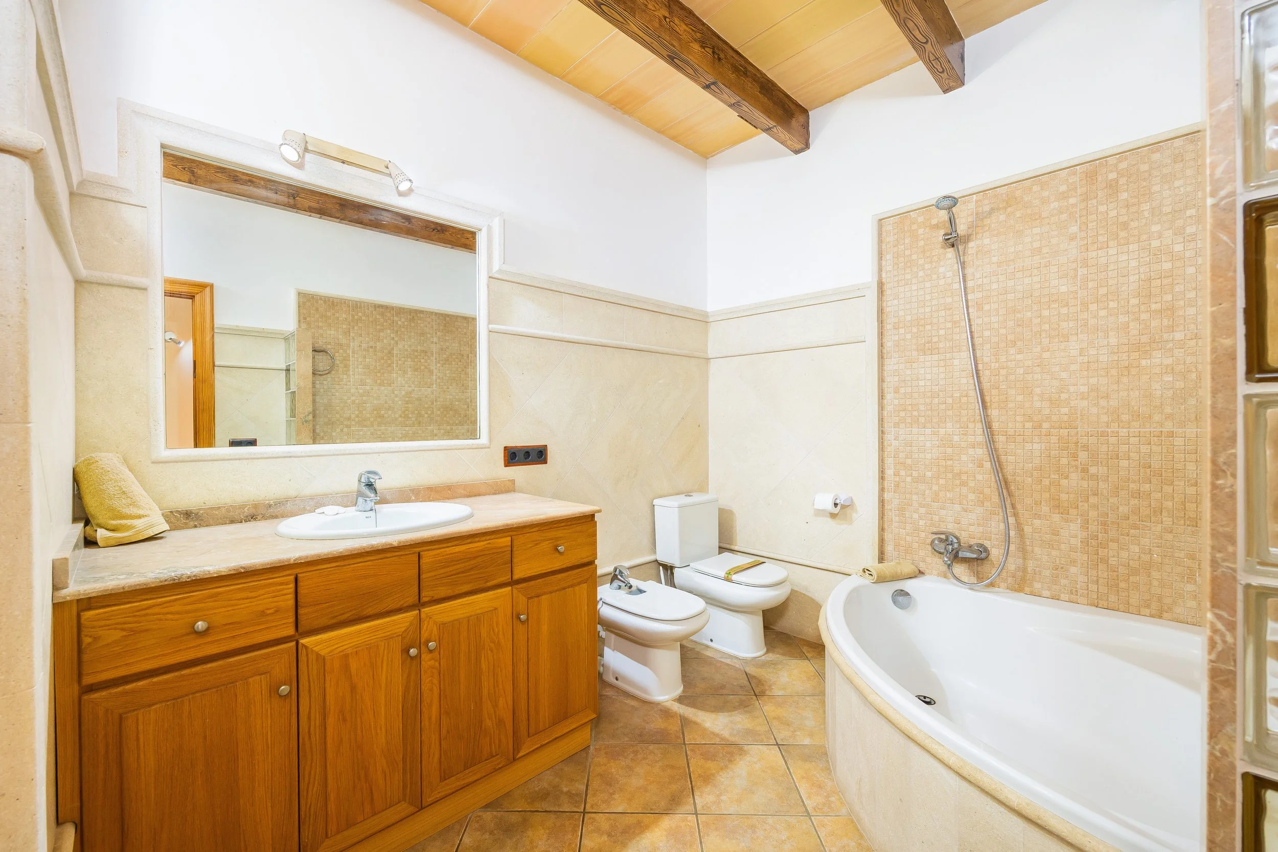 Rural house interior near Ses Salines Mallorca with natural light and Mediterranean style real estate photography