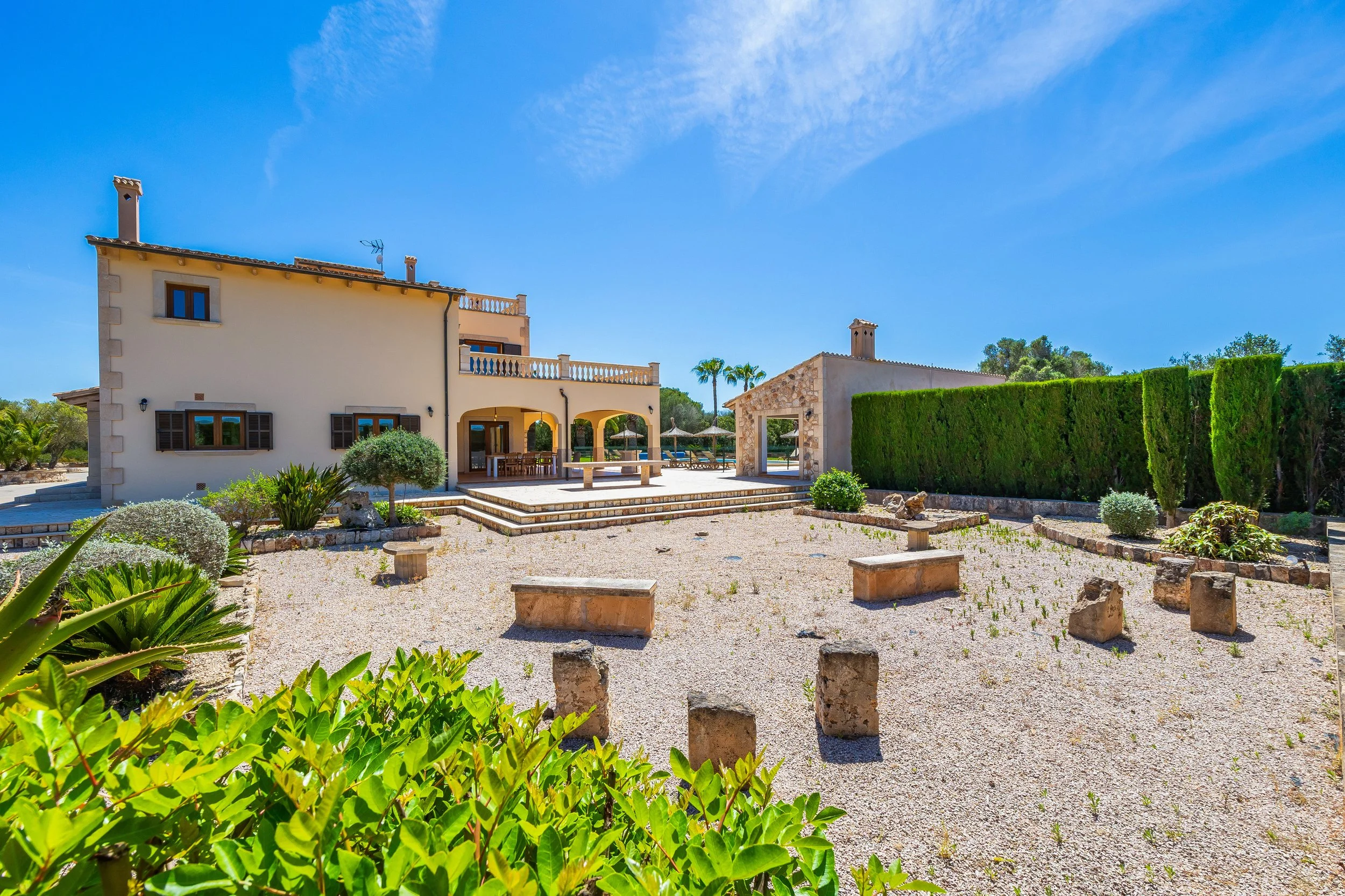 Rural house near Ses Salines Mallorca with swimming pool and Mediterranean countryside real estate photography
