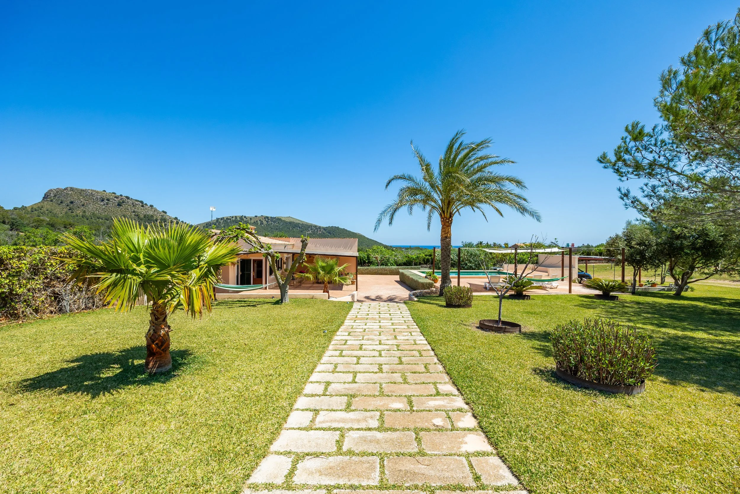 Traditional Mallorcan finca exterior photography with natural light
