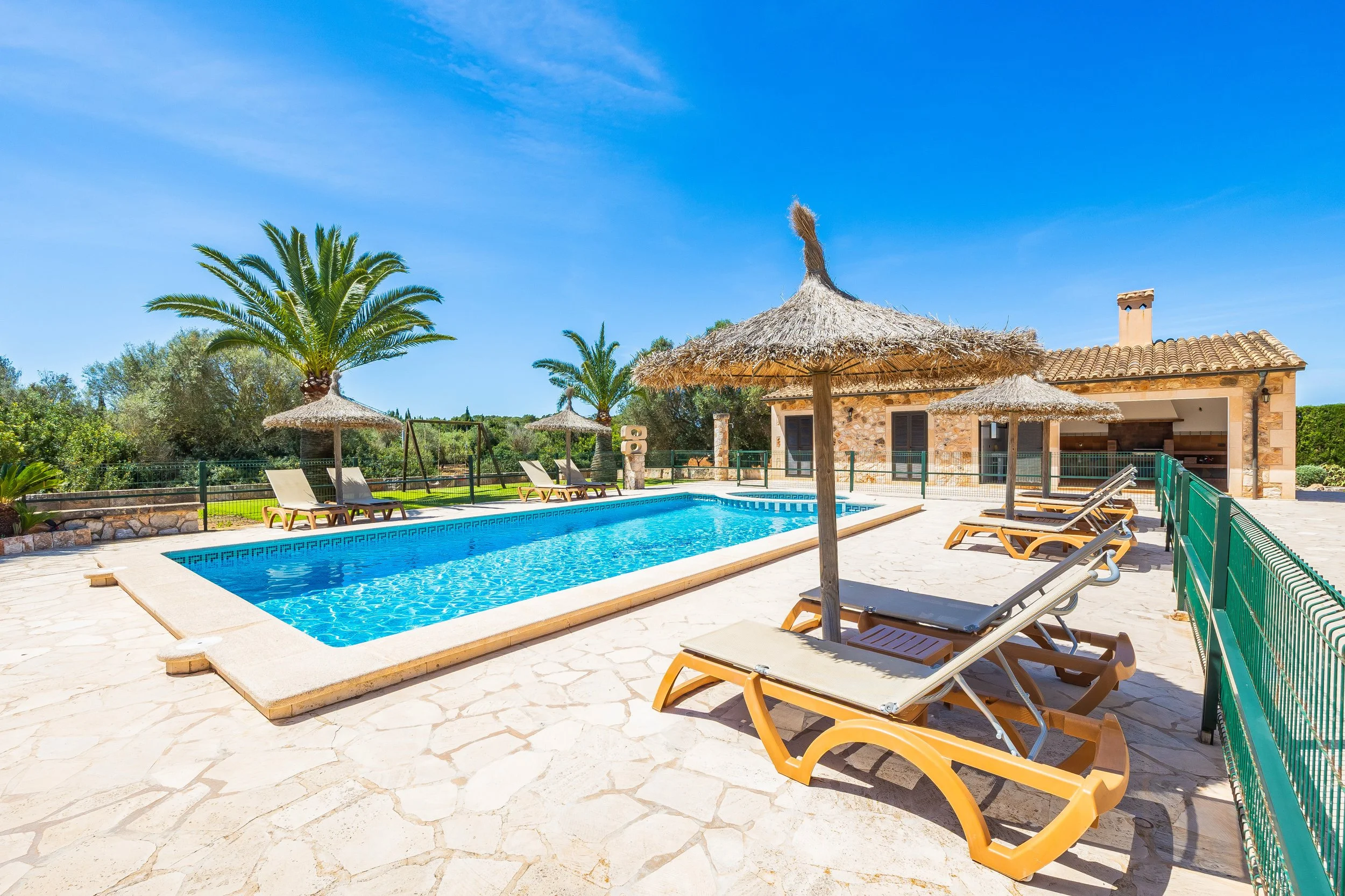 Rural house near Ses Salines Mallorca with swimming pool and Mediterranean countryside real estate photography