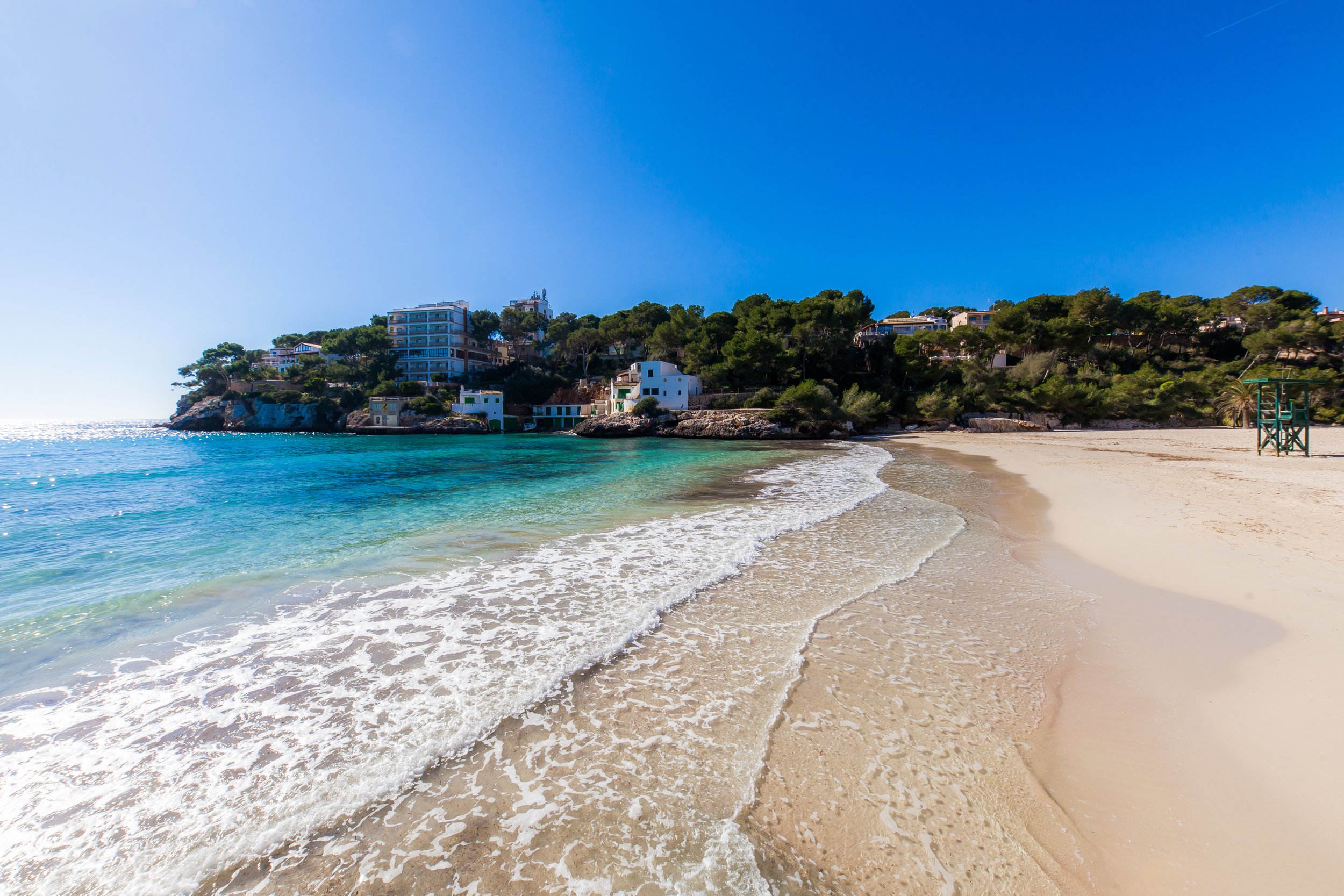 Cinematic real estate photography of Can Fernando Es Pontàs Mallorca with direct views over Es Pontàs natural arch and coastline