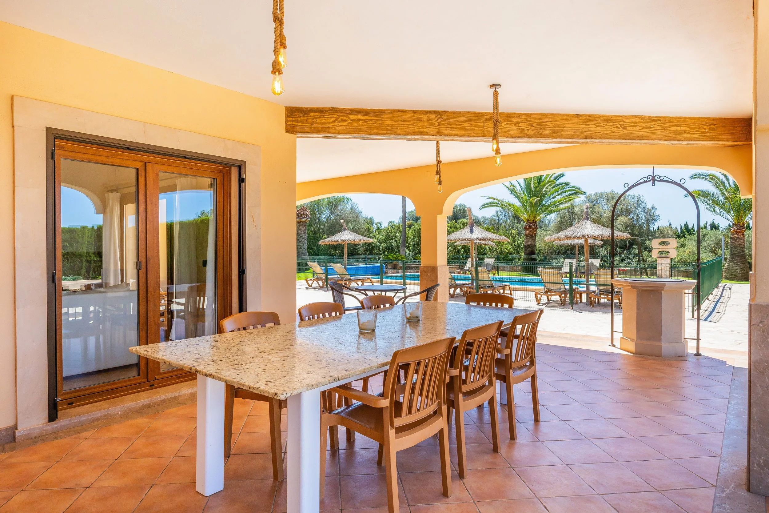 Rural house near Ses Salines Mallorca with swimming pool and Mediterranean countryside real estate photography