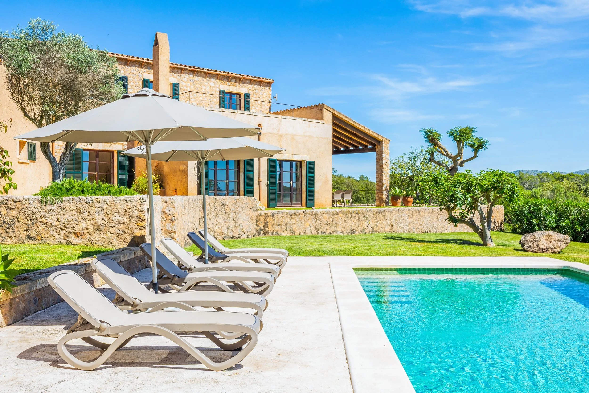 Finca Esteva Mallorca traditional finca with swimming pool near Sant Llorenç countryside real estate photography