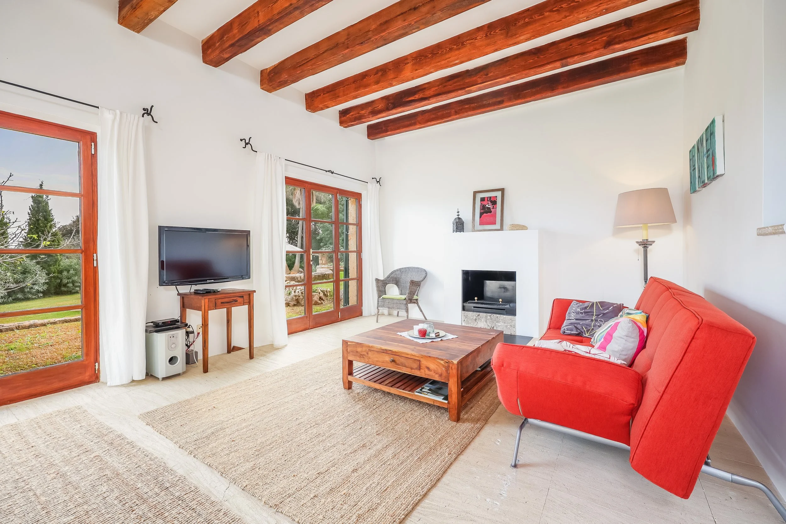 Traditional finca interior near Sant Llorenç Mallorca with rustic architecture and natural light real estate photography