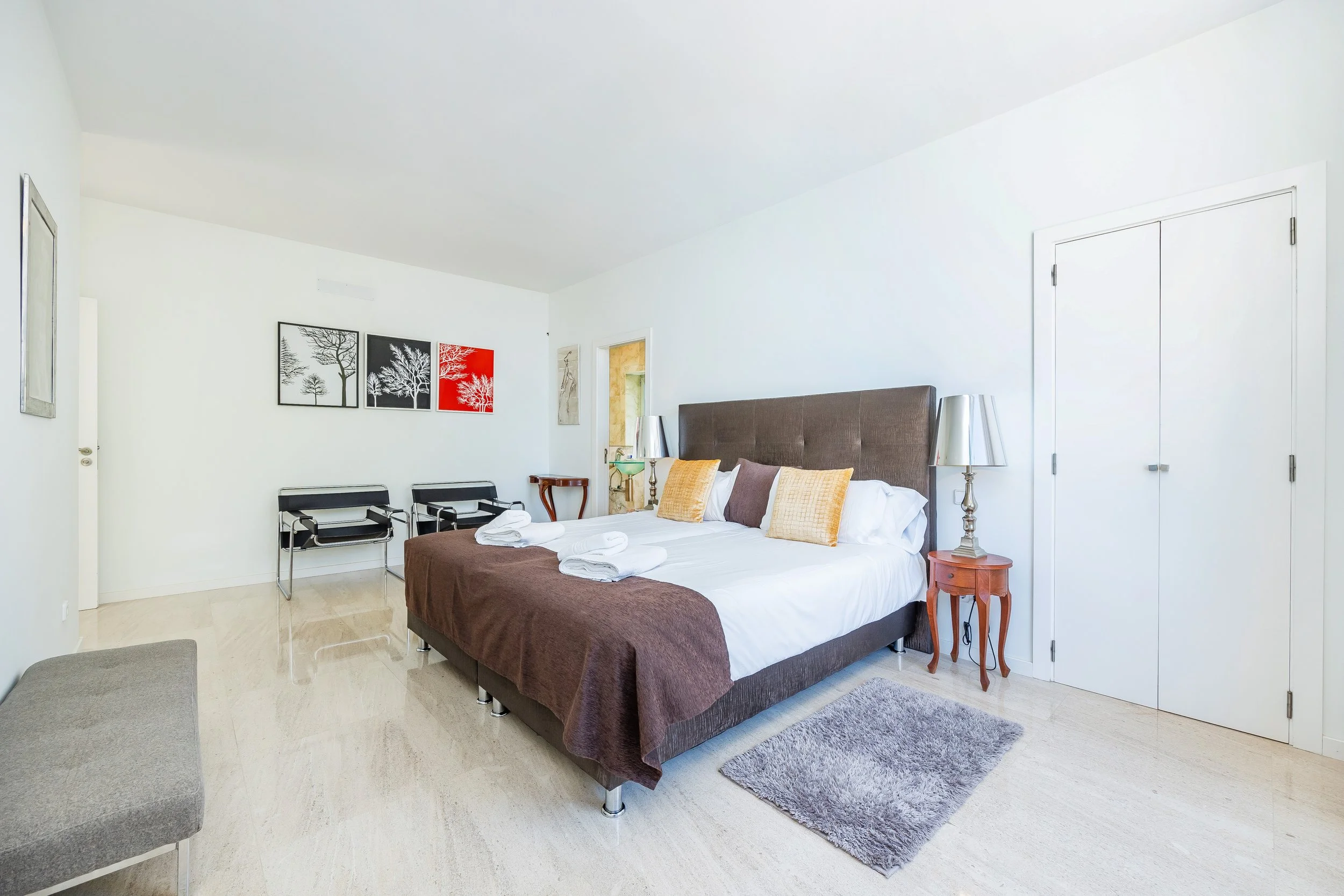 Luxury bedroom interior photography in Mallorca with natural light