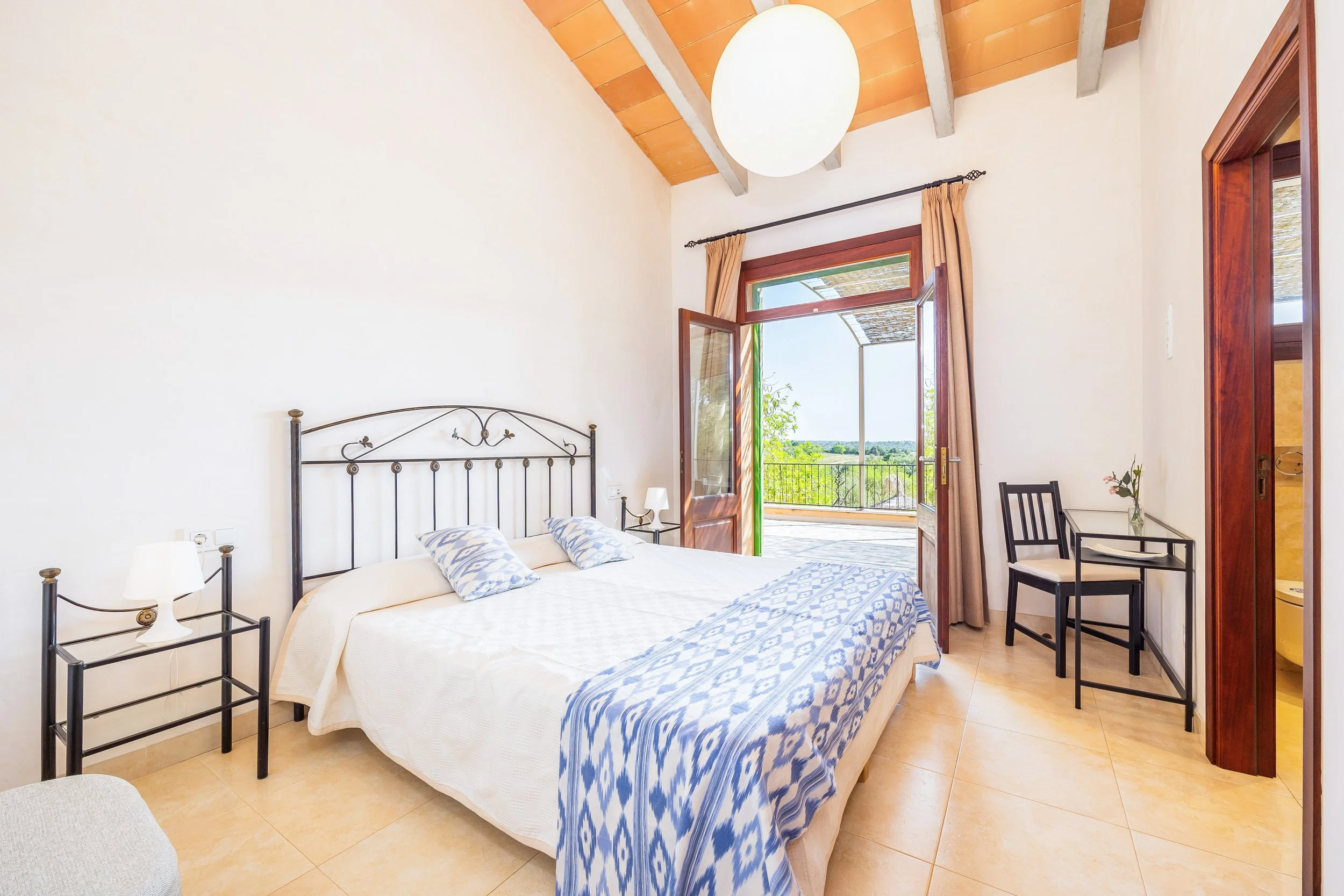 Rural house interior near Campos Mallorca with natural light and traditional Mediterranean style real estate photography