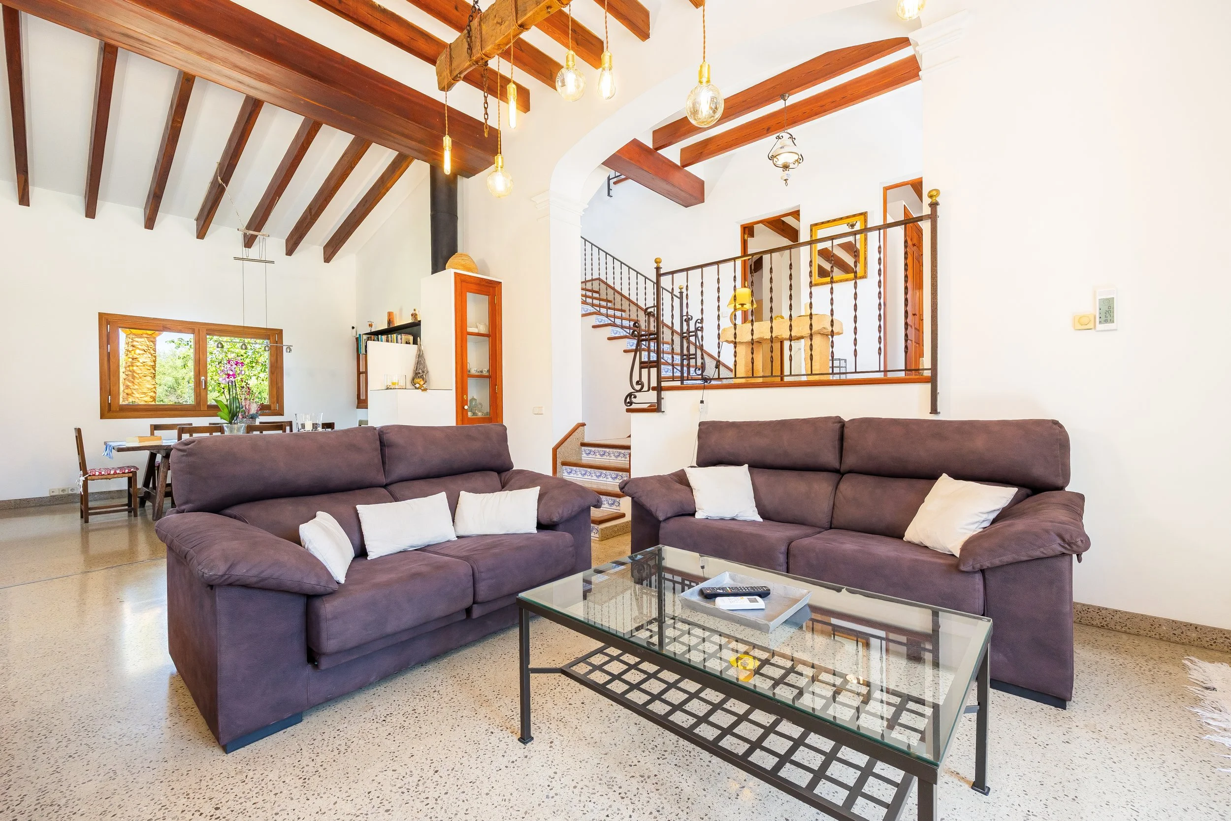 Mallorcan house interior near Artà with rustic architecture and natural light real estate photography