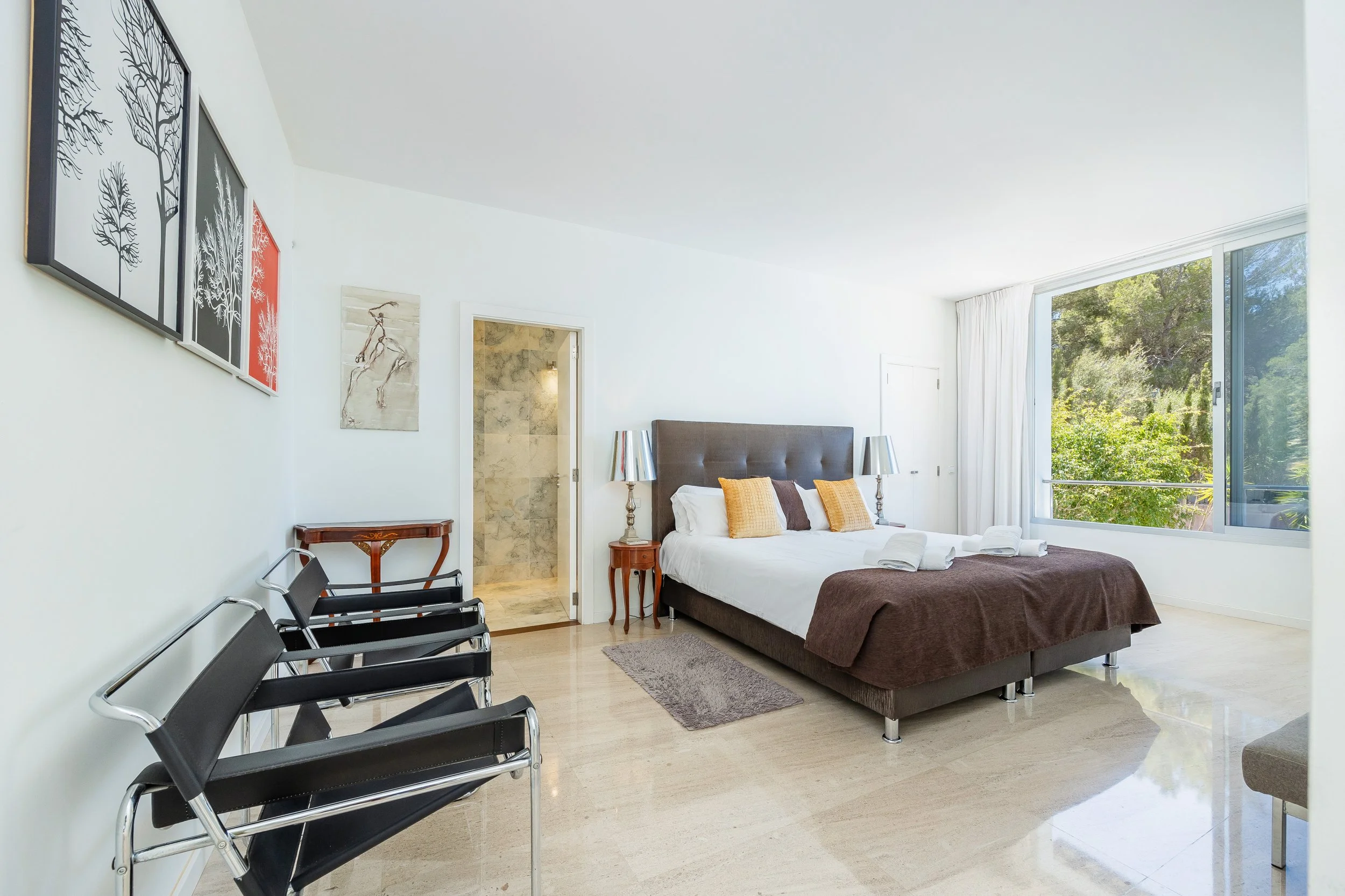Luxury bedroom interior photography in Mallorca with natural light