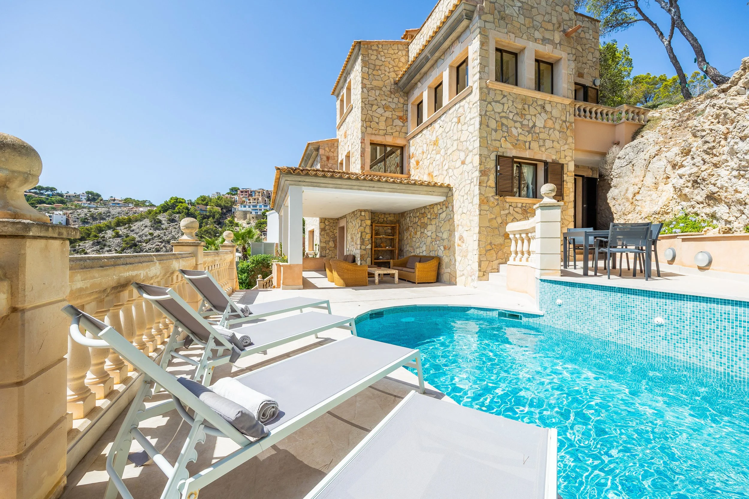 Luxury villa in Cala Llamp Mallorca with swimming pool and panoramic sea views real estate photography