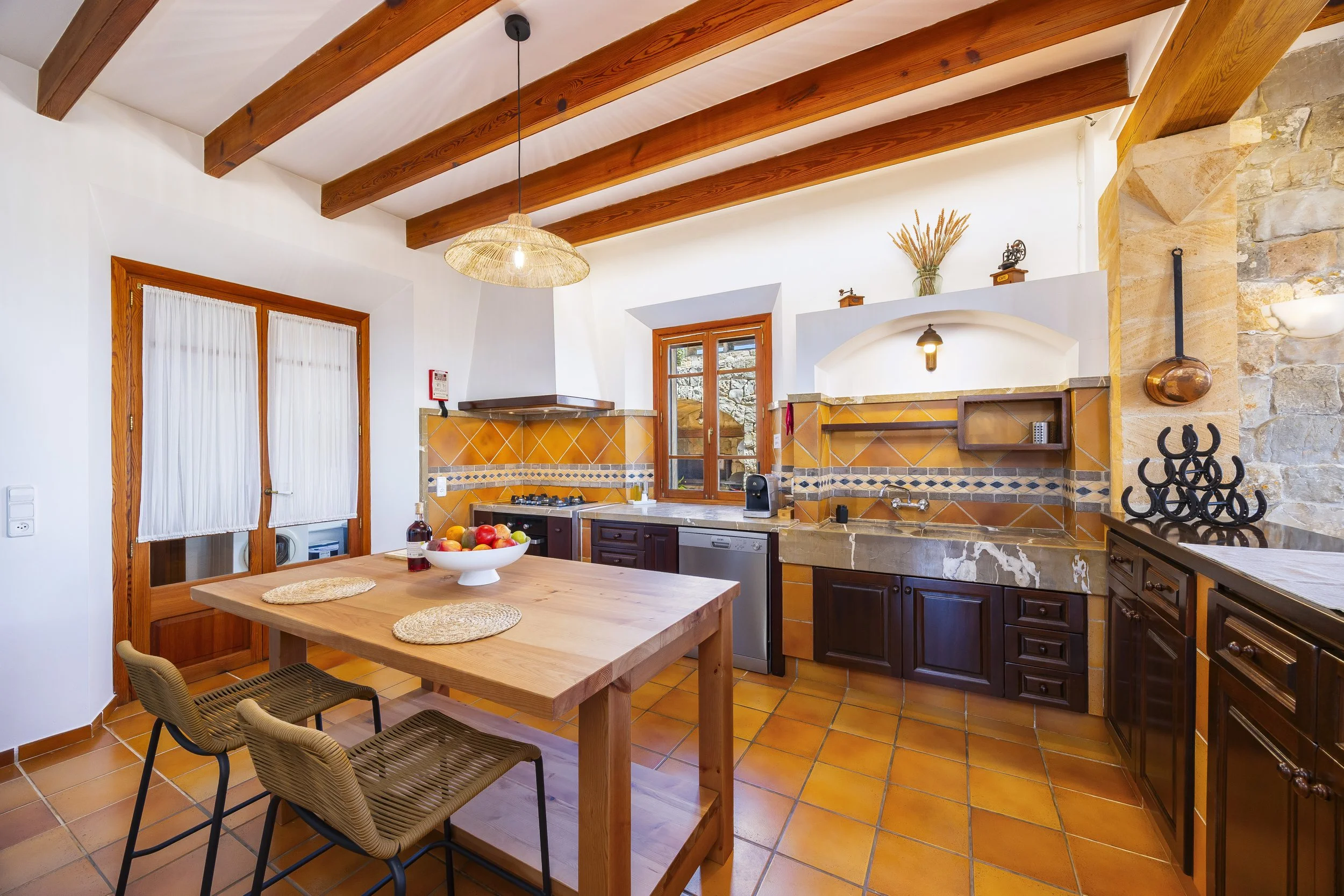 Son Galta Mallorca interior with natural light and sea views over Cala Millor real estate photography