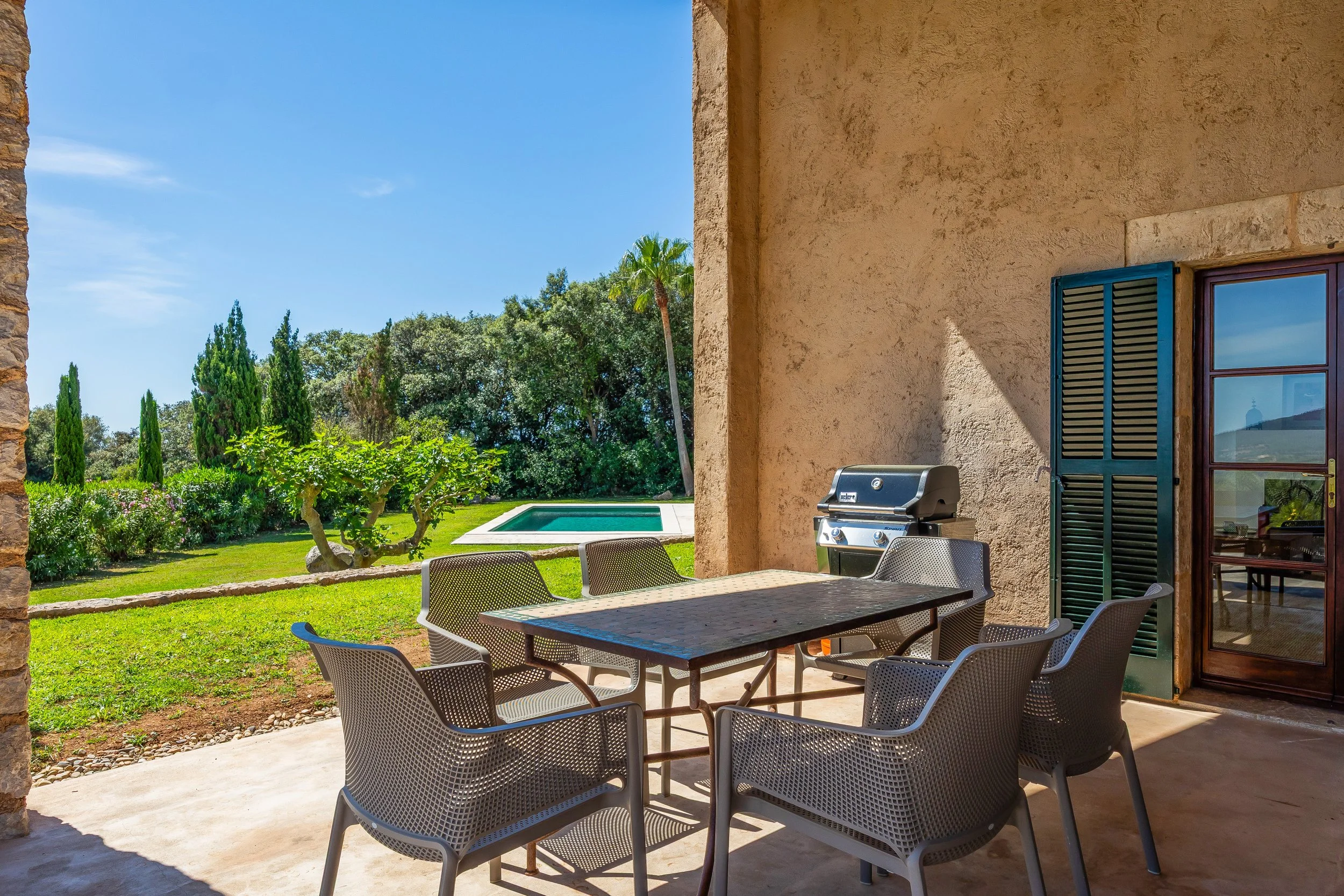 Finca Esteva Mallorca traditional finca with swimming pool near Sant Llorenç countryside real estate photography