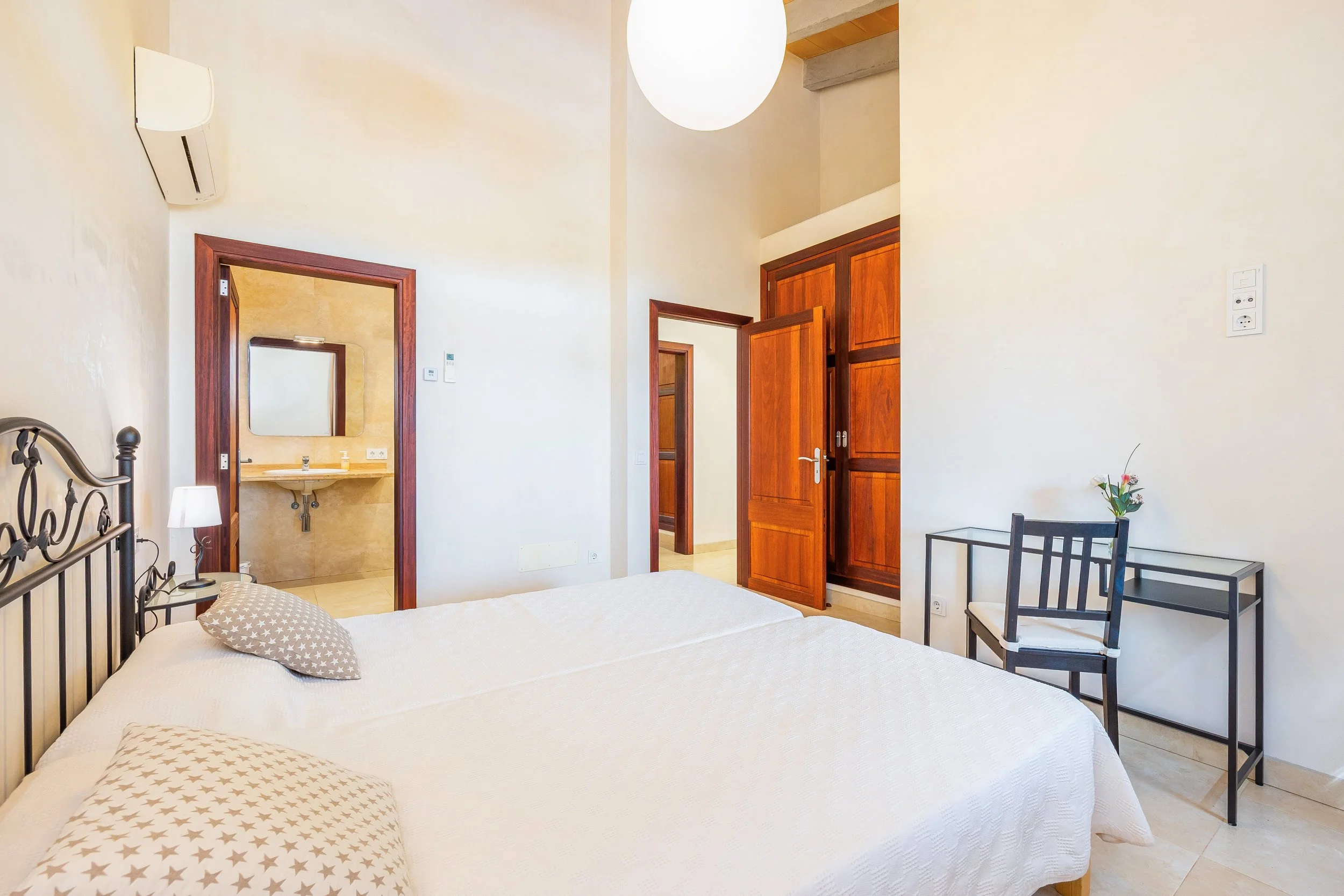 Rural house interior near Campos Mallorca with natural light and traditional Mediterranean style real estate photography