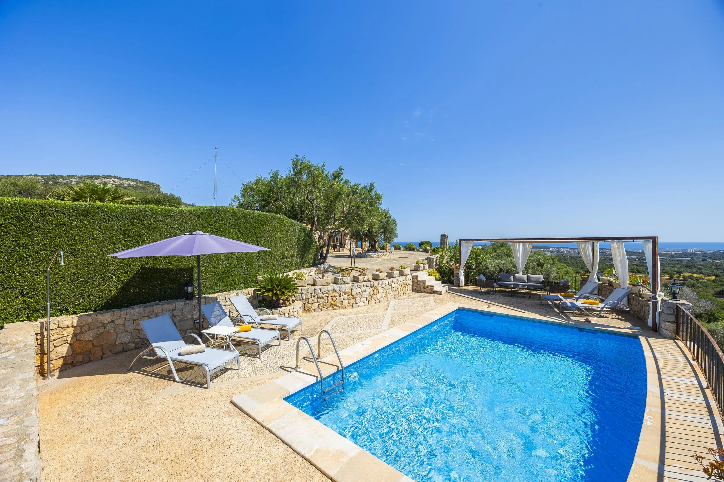 Son Galta Mallorca property with swimming pool and panoramic views over Cala Millor real estate photography