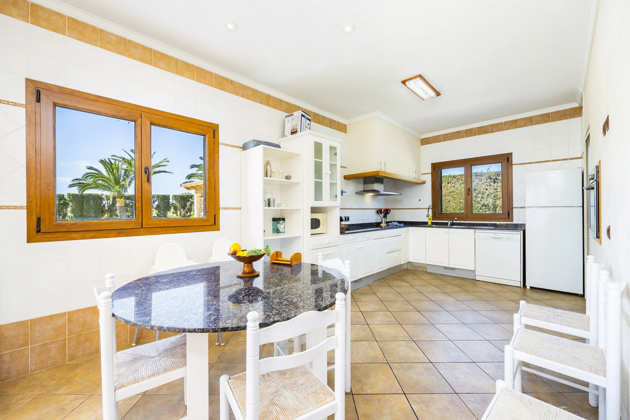Rural house interior near Ses Salines Mallorca with natural light and traditional Mediterranean design real estate photography