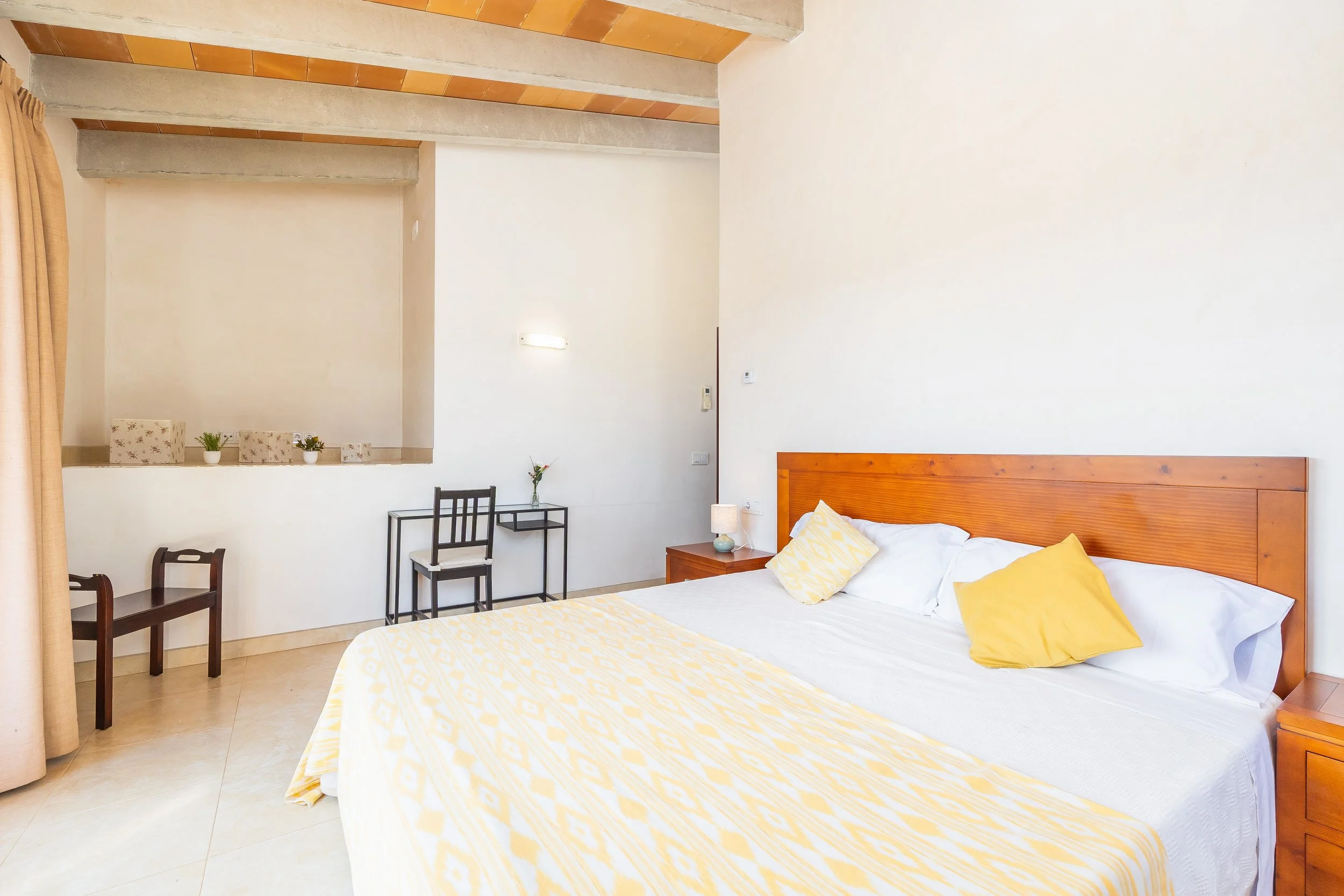 Rural house interior near Campos Mallorca with natural light and traditional Mediterranean style real estate photography