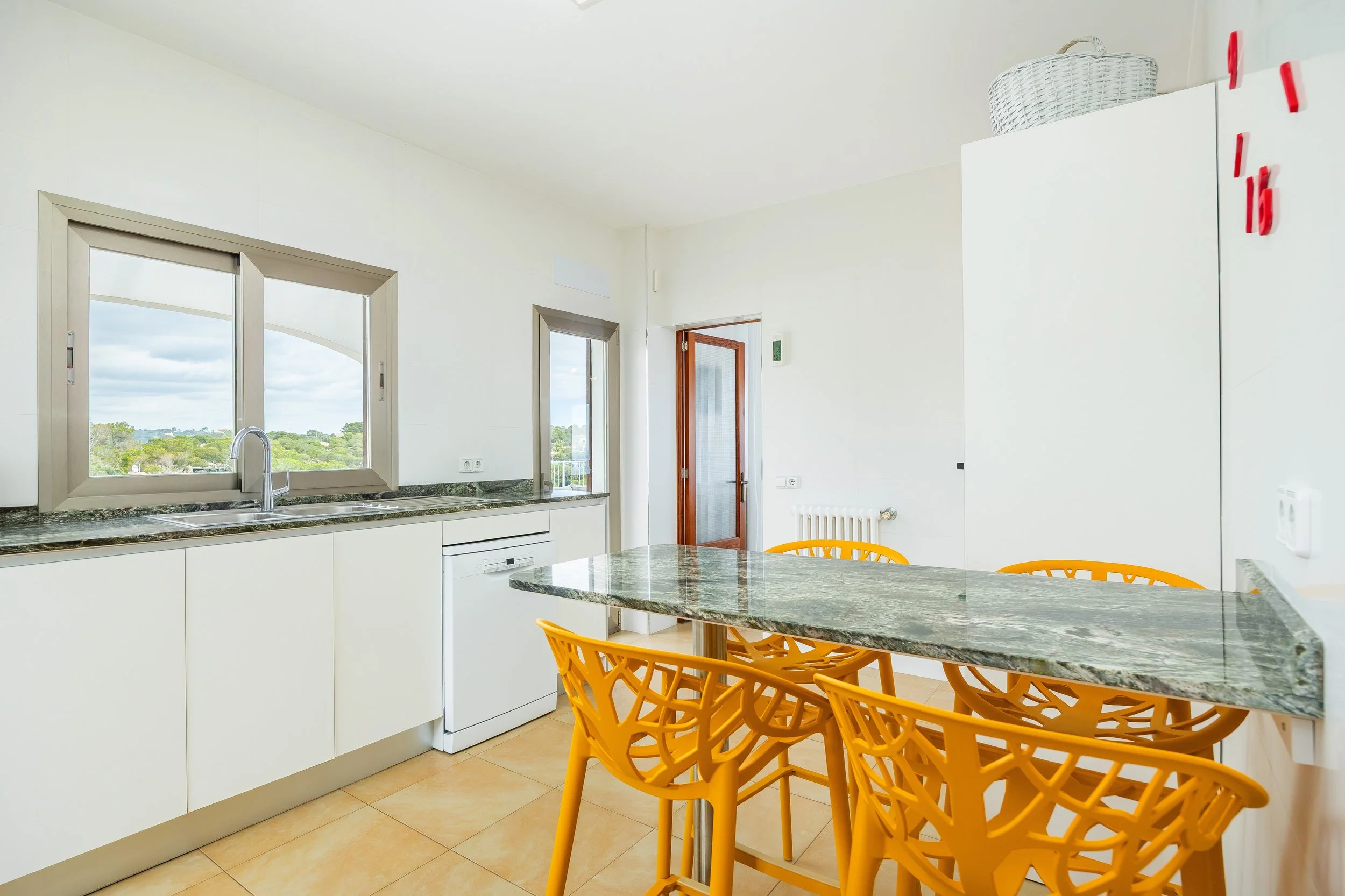 Coastal interior of Can Fernando Es Pontàs Mallorca with panoramic sea views and natural light real estate photography