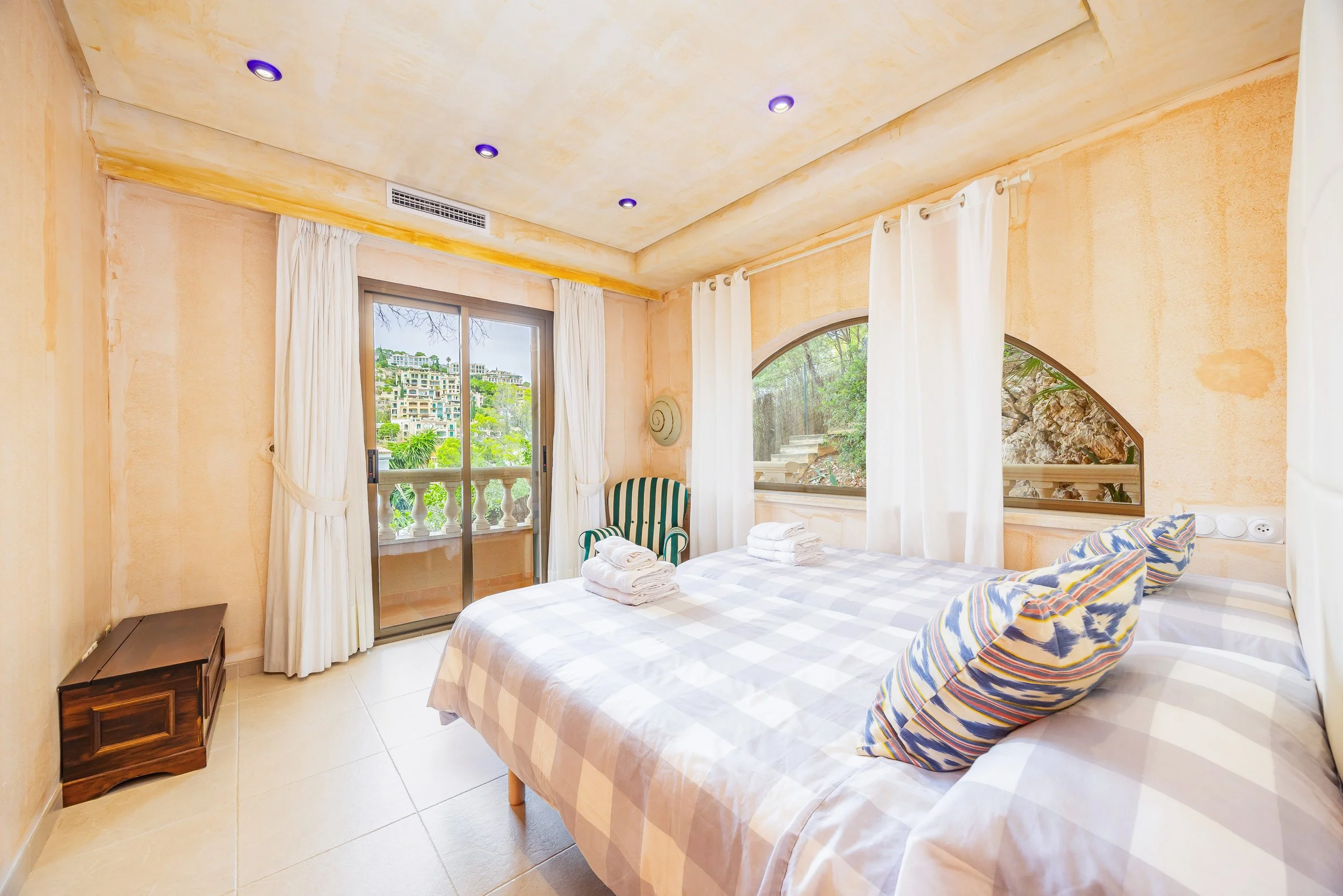 Luxury interior of Villa Cala Llamp Mallorca with modern design, natural light and sea views real estate photography