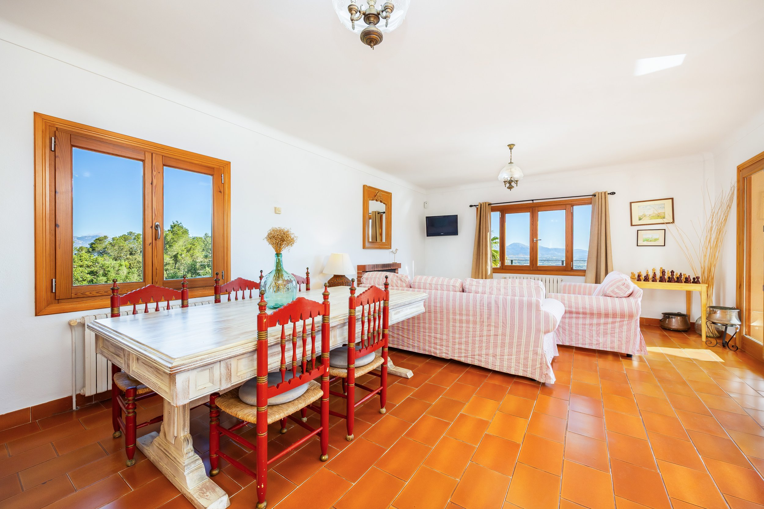 Traditional Mallorcan finca interior photography with natural light and rustic details