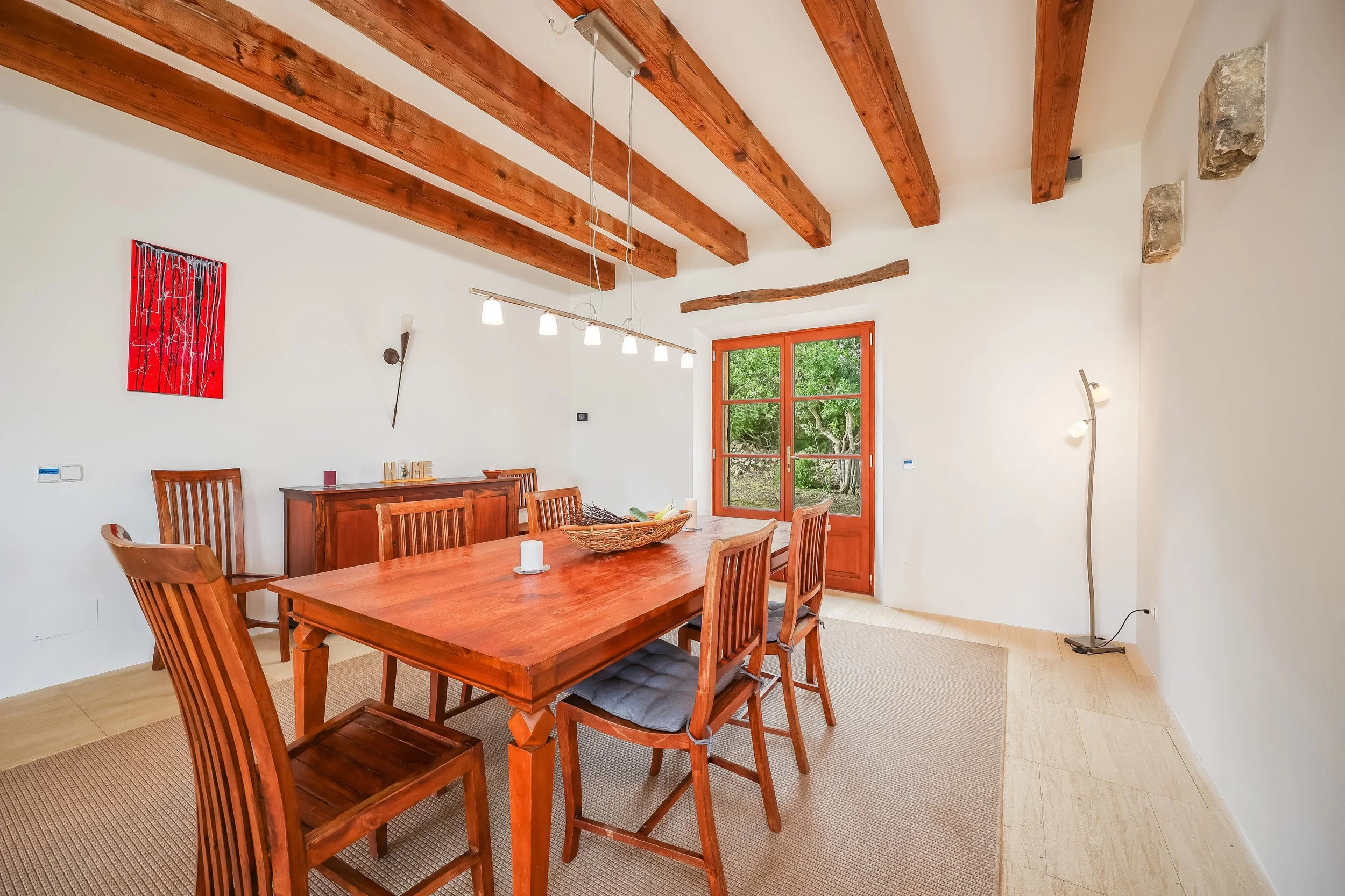 Traditional finca interior near Sant Llorenç Mallorca with rustic architecture and natural light real estate photography