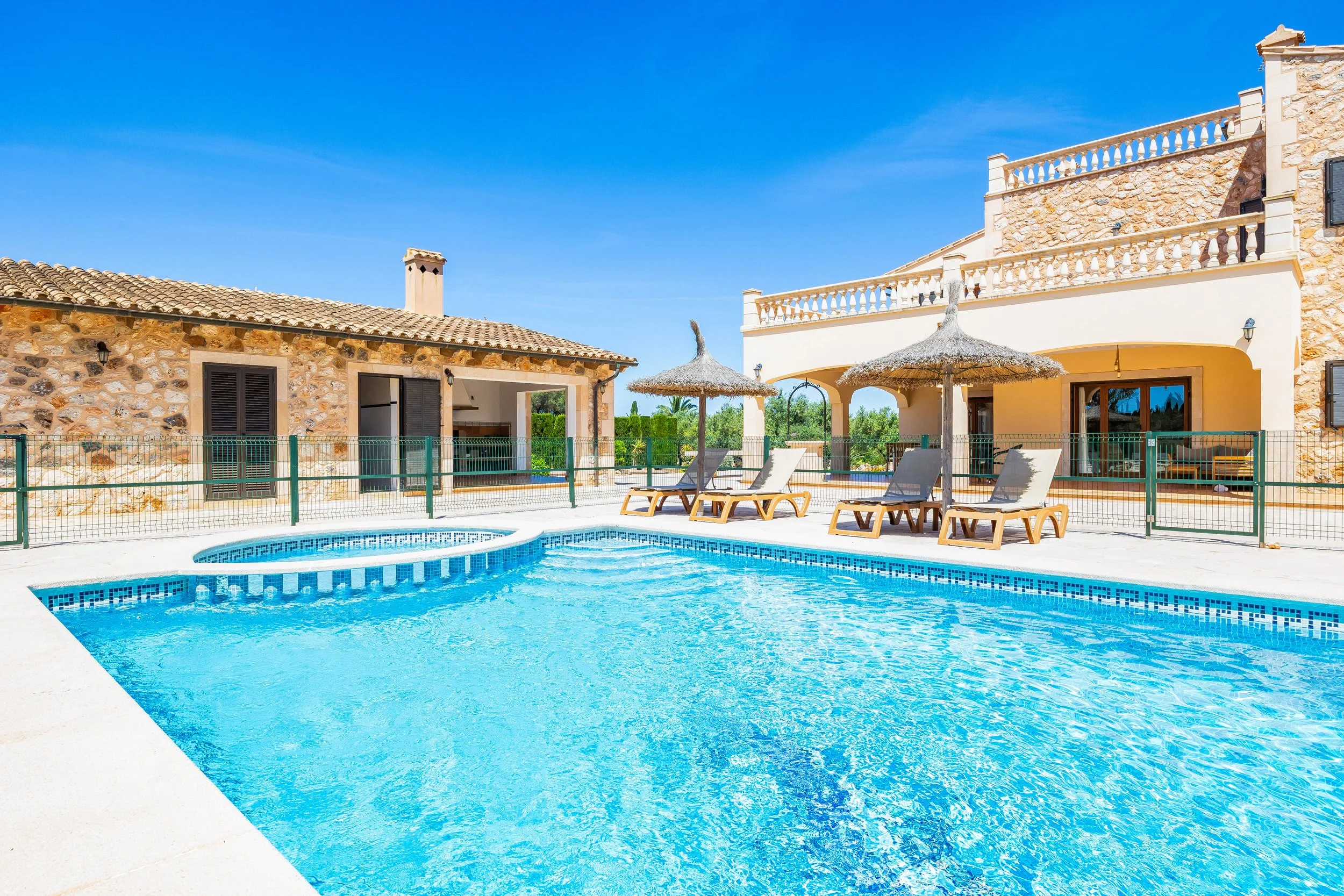 Rural house near Ses Salines Mallorca with swimming pool and Mediterranean countryside real estate photography