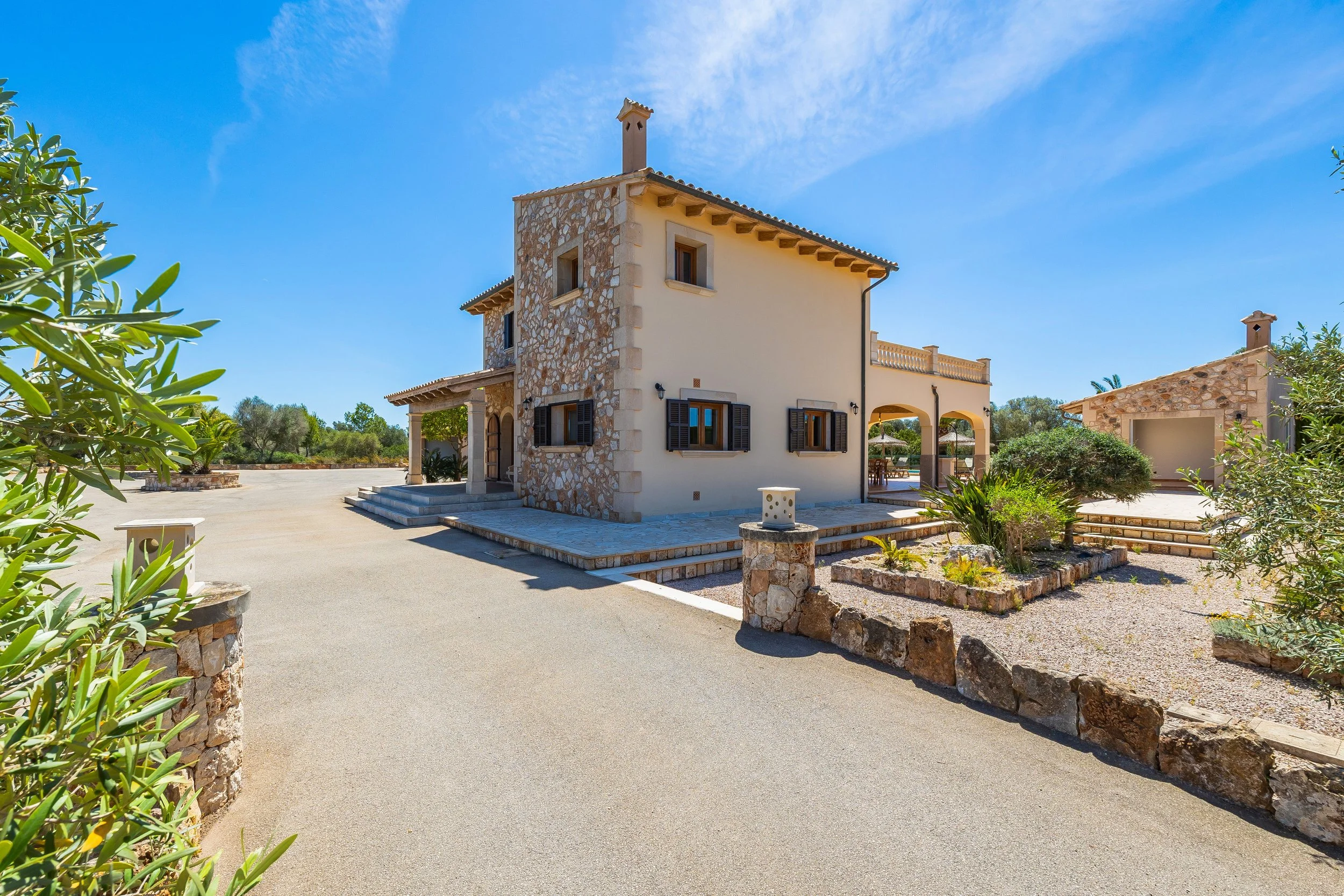 Rural house near Ses Salines Mallorca with swimming pool and Mediterranean countryside real estate photography