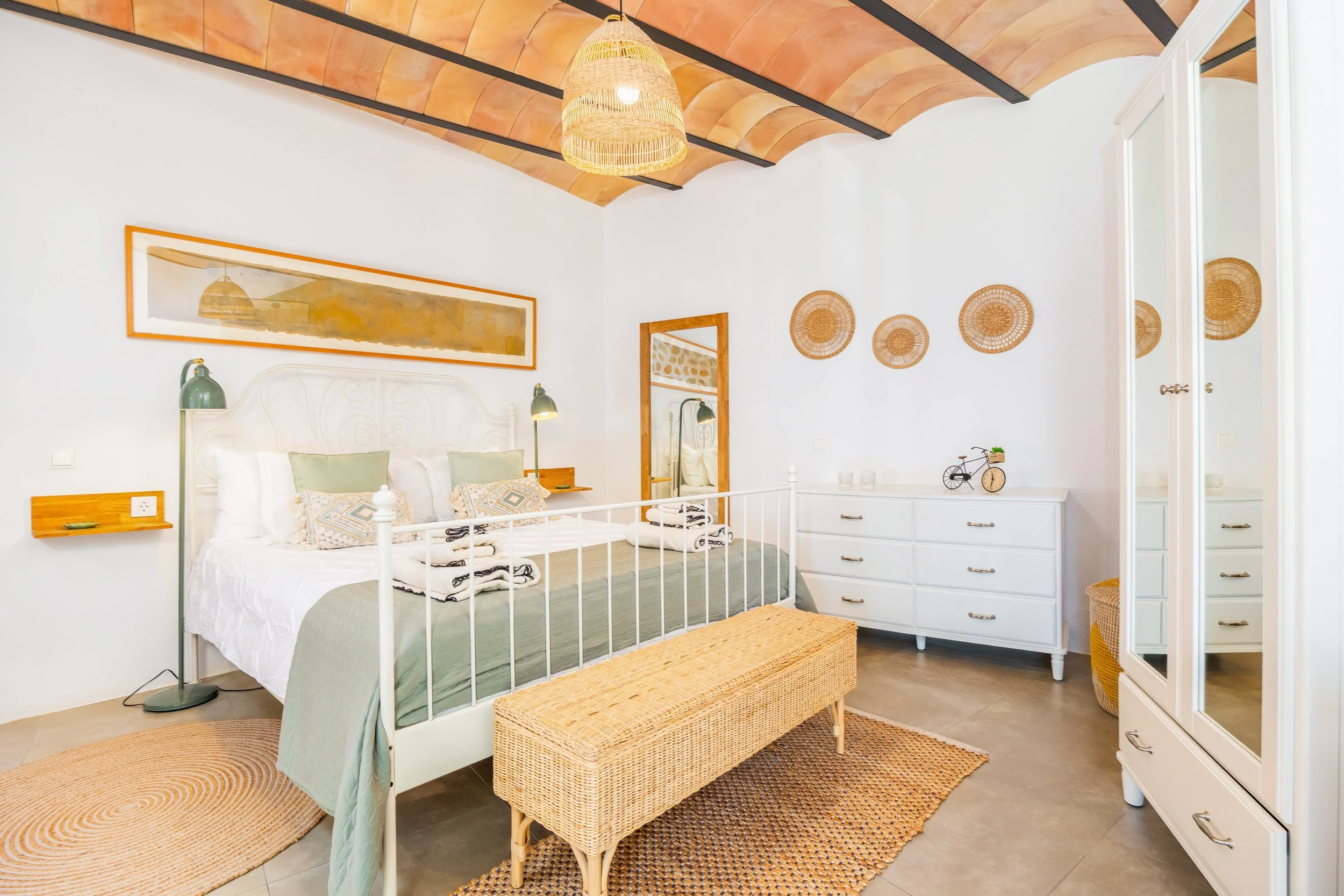 Mountain house interior near Sóller Mallorca renovated with natural light and modern rustic style real estate photography
