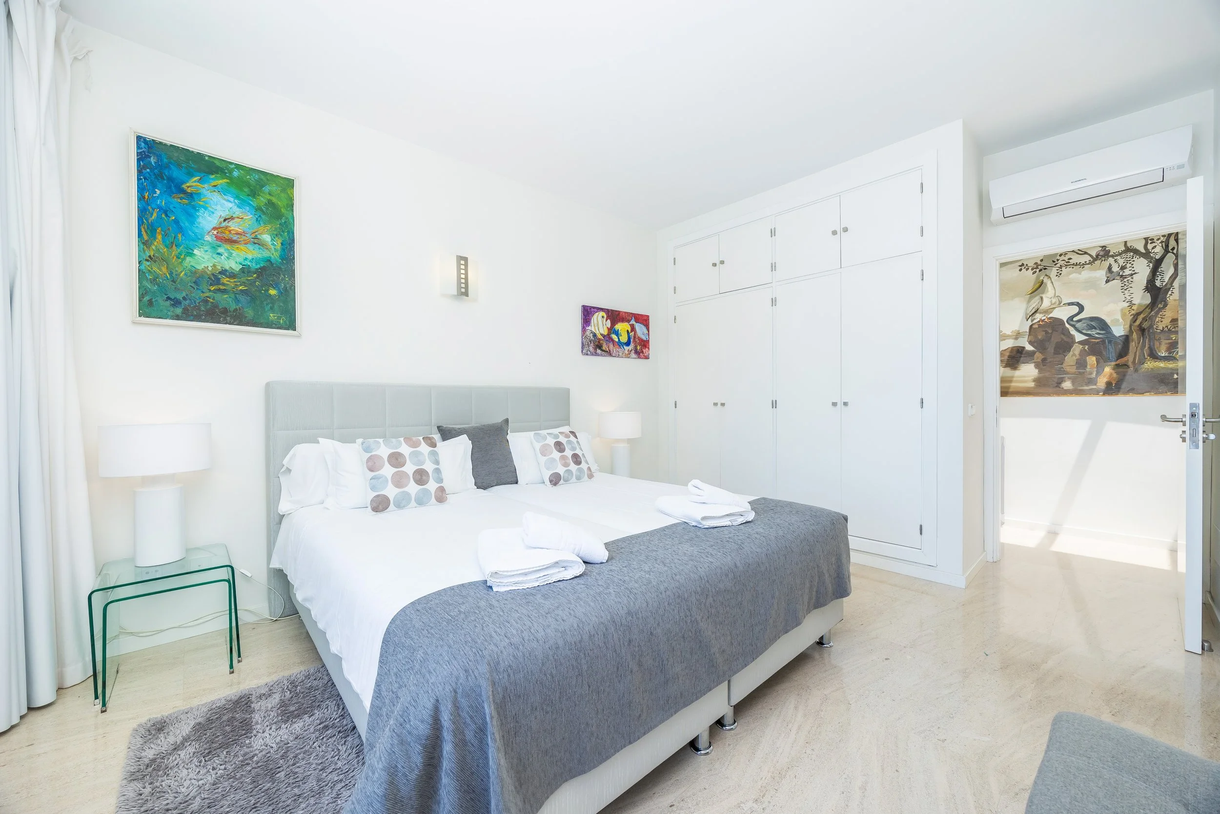 Luxury bedroom interior photography in Mallorca with natural light