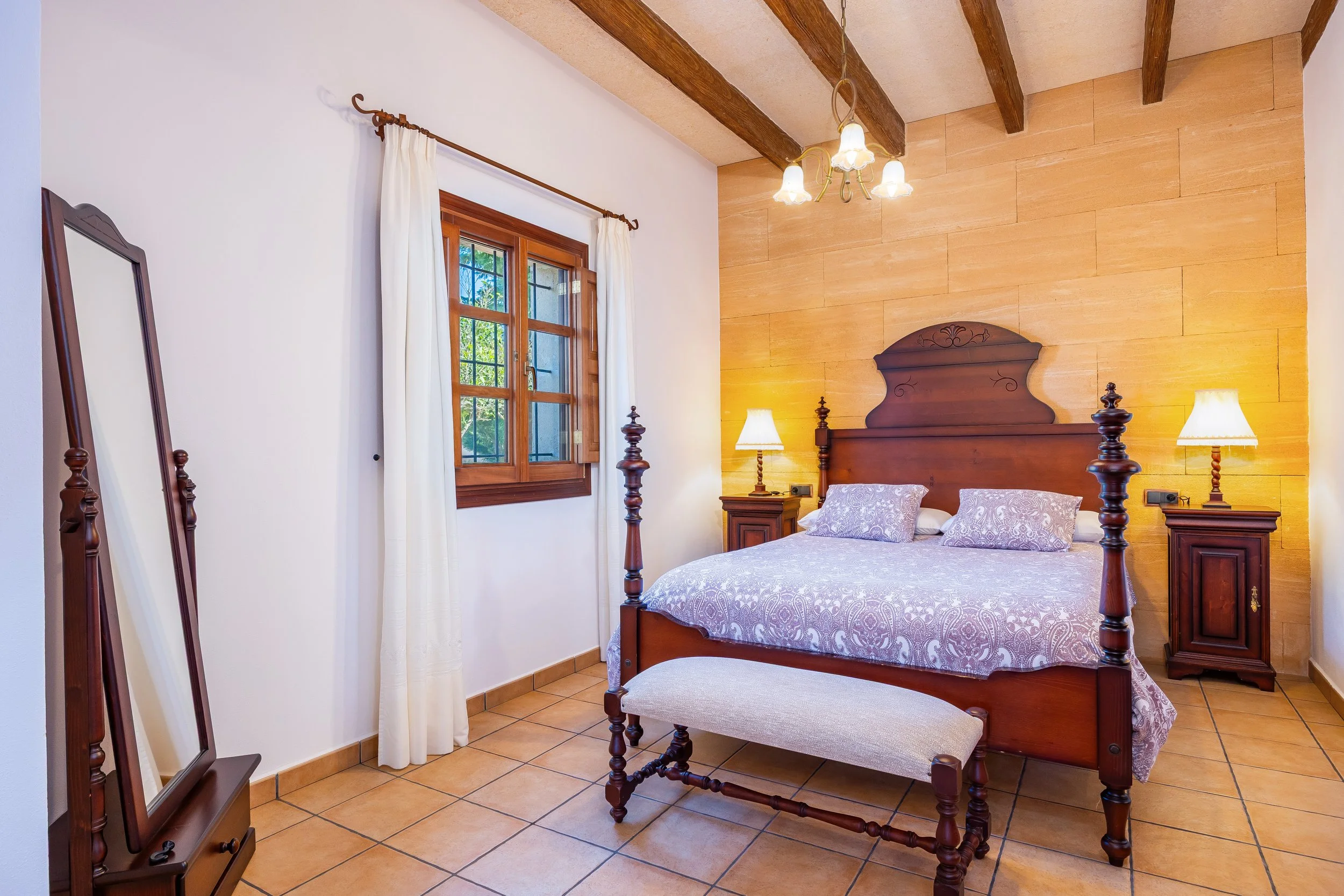 Traditional interior of Cas Cuni Mallorca with rustic architecture and natural light real estate photography