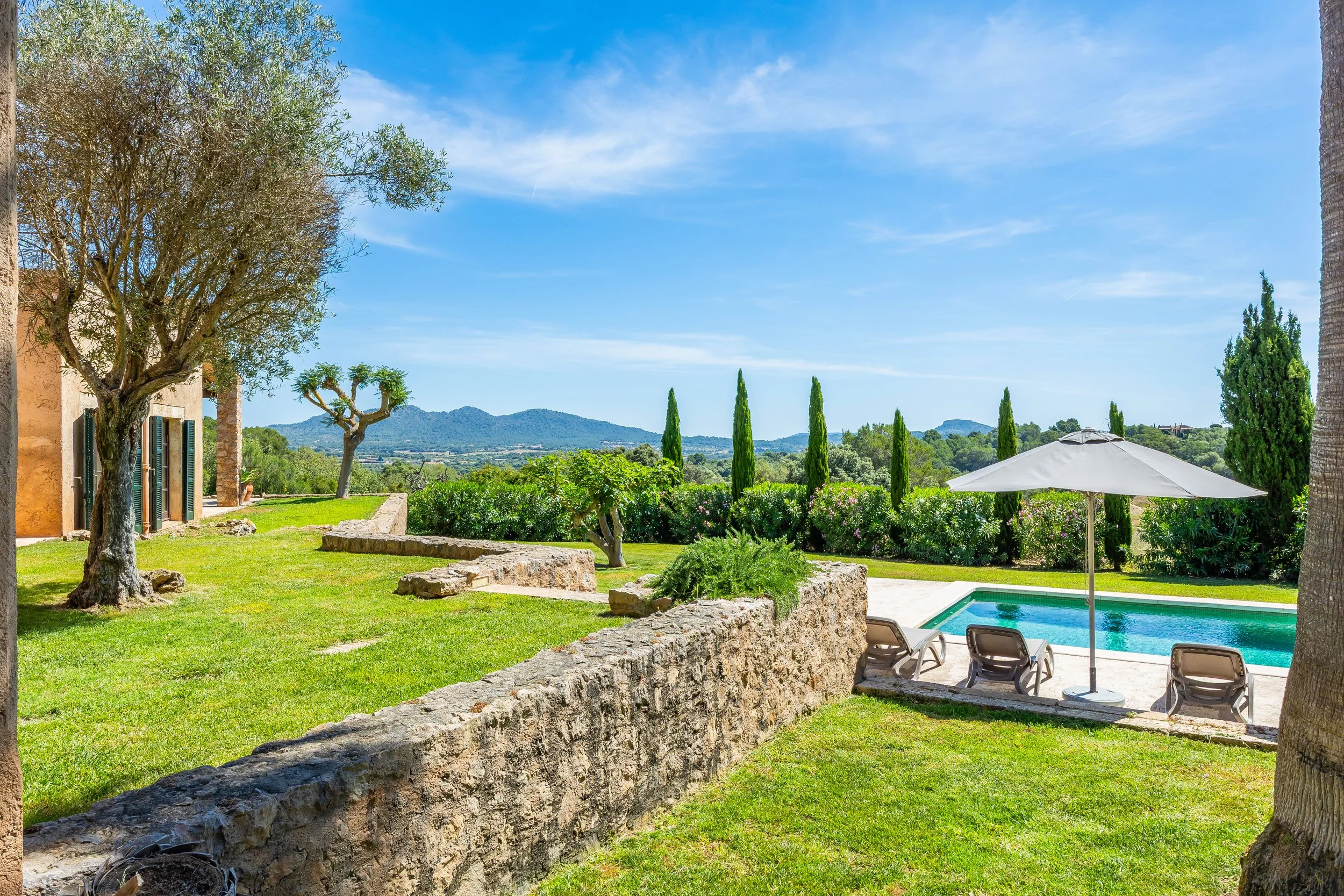 Finca Esteva Mallorca traditional finca with swimming pool near Sant Llorenç countryside real estate photography