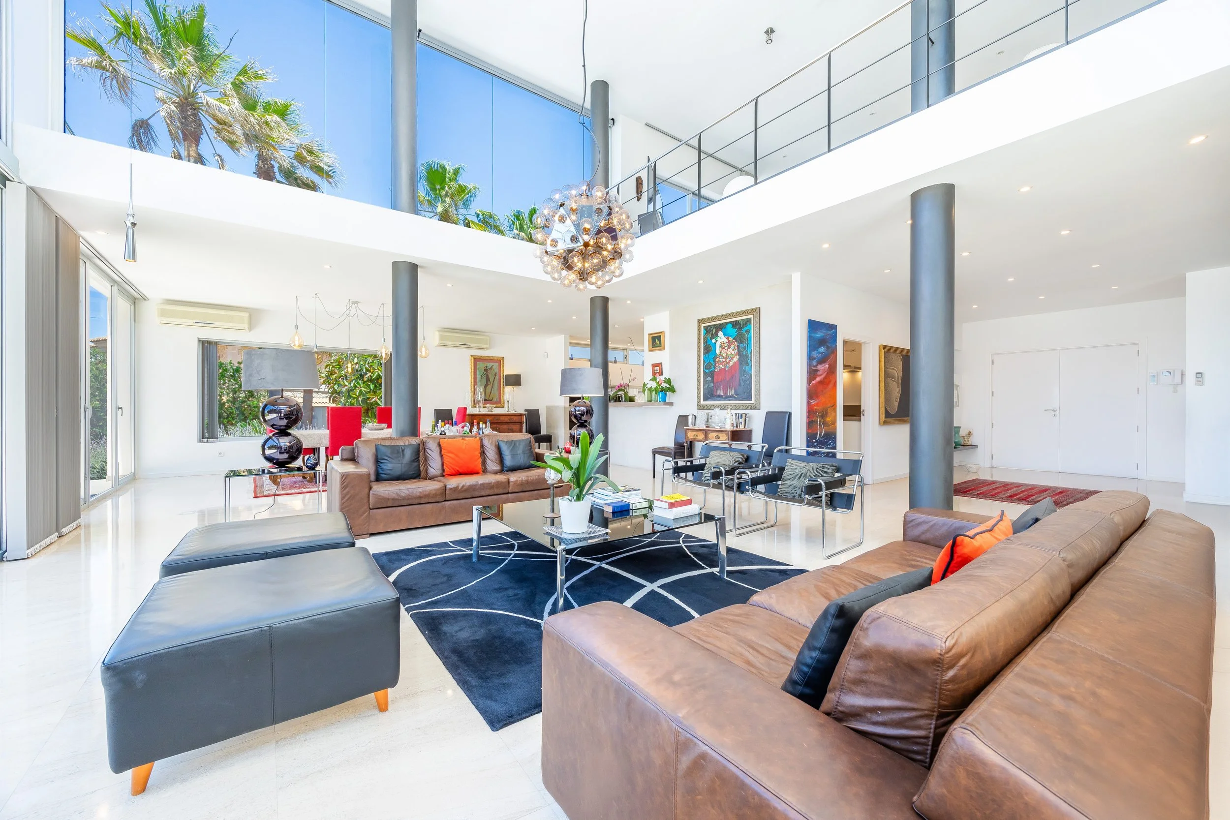 uxury living room interior real estate photography in Mallorca with natural light