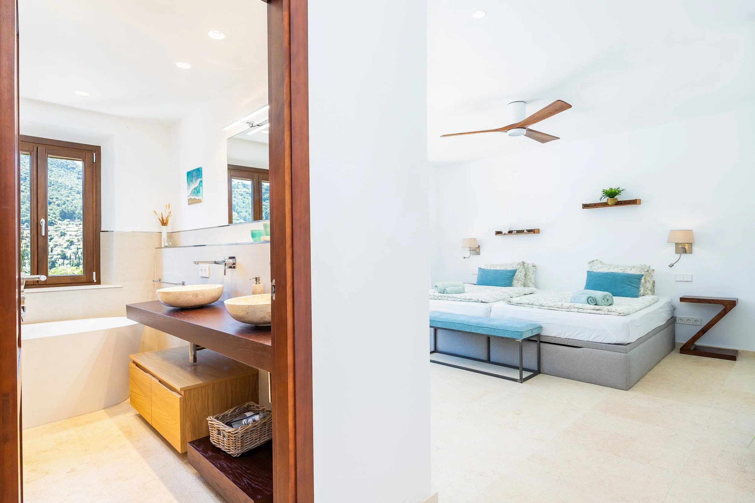 Sa Papaiona Mallorca traditional finca interior with rustic architecture and natural light real estate photography