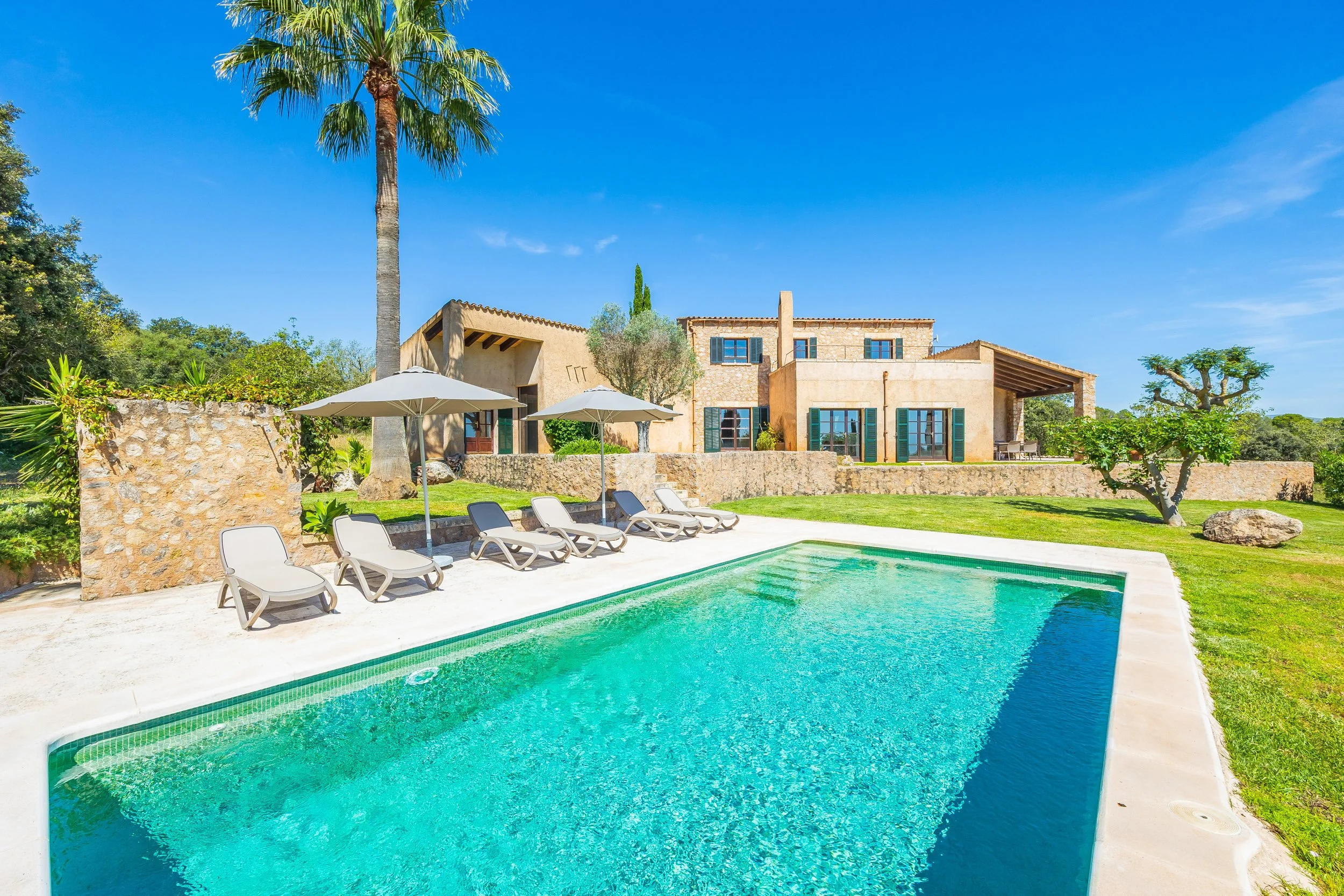 Finca Esteva Mallorca traditional finca with swimming pool near Sant Llorenç countryside real estate photography