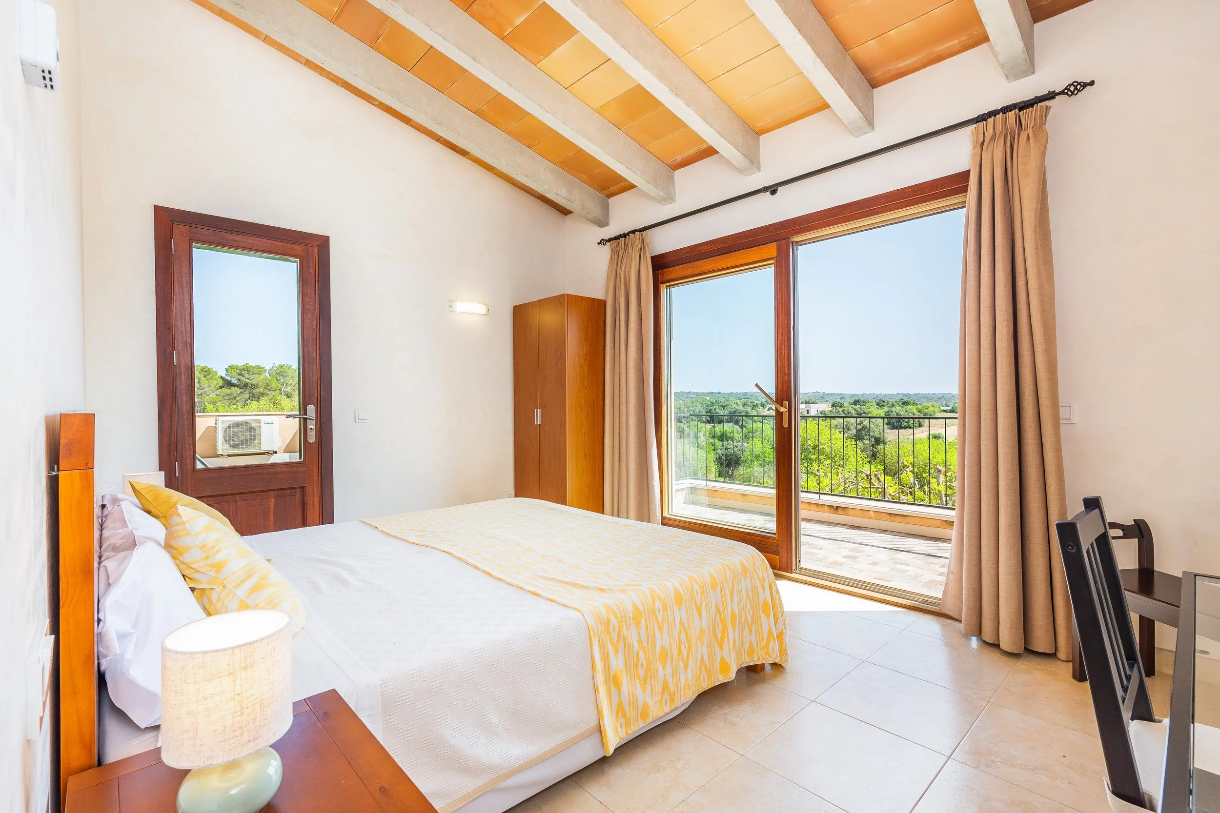 Rural house interior near Campos Mallorca with natural light and traditional Mediterranean style real estate photography