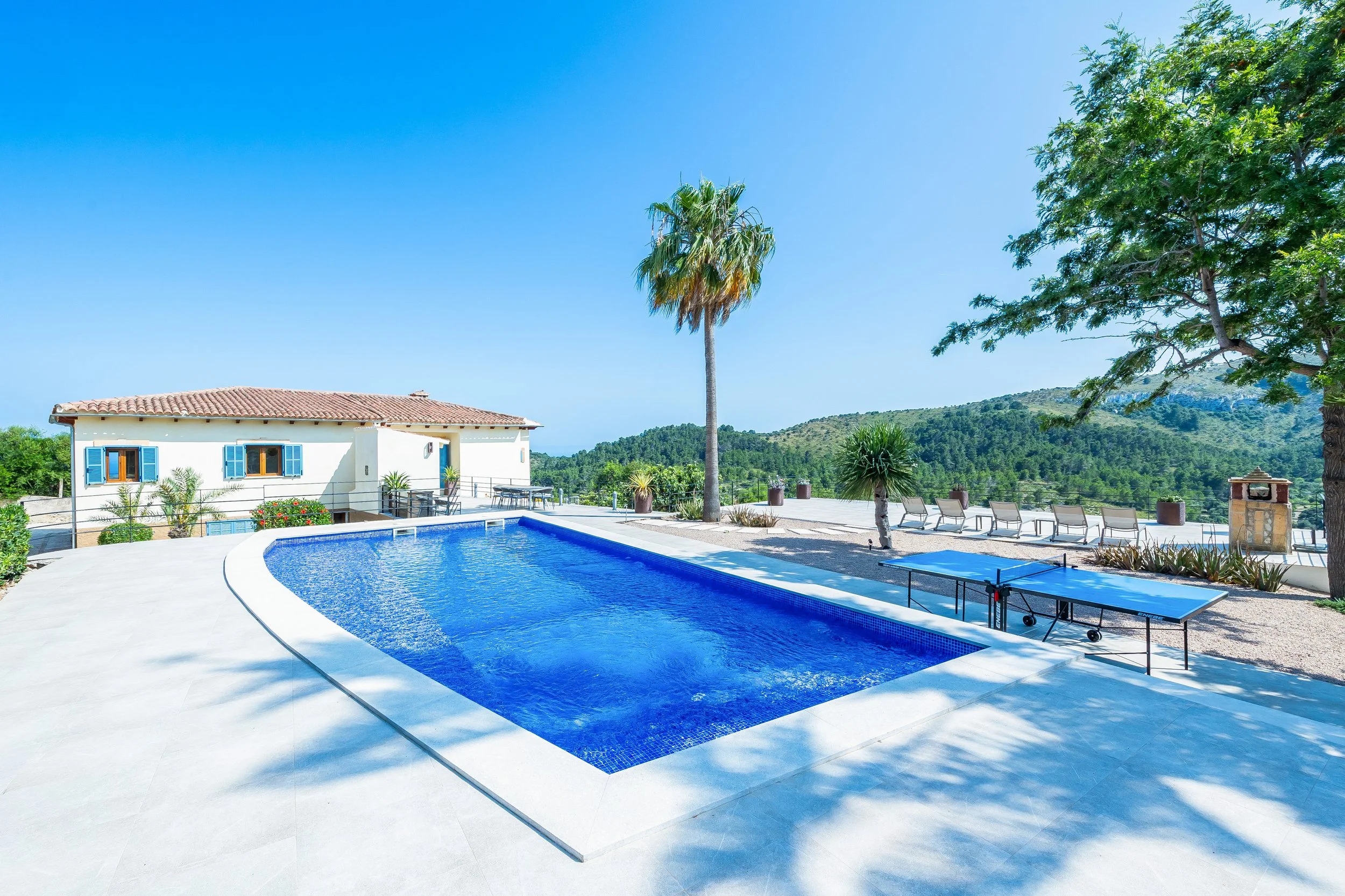 Can Gomez Mallorca countryside house with swimming pool near Son Macià and sea views towards Calas de Mallorca real estate photography