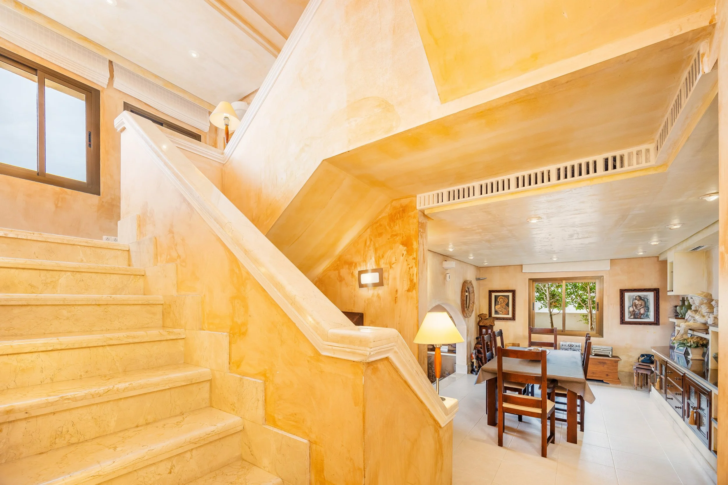 Luxury interior of Villa Cala Llamp Mallorca with modern design, natural light and sea views real estate photography