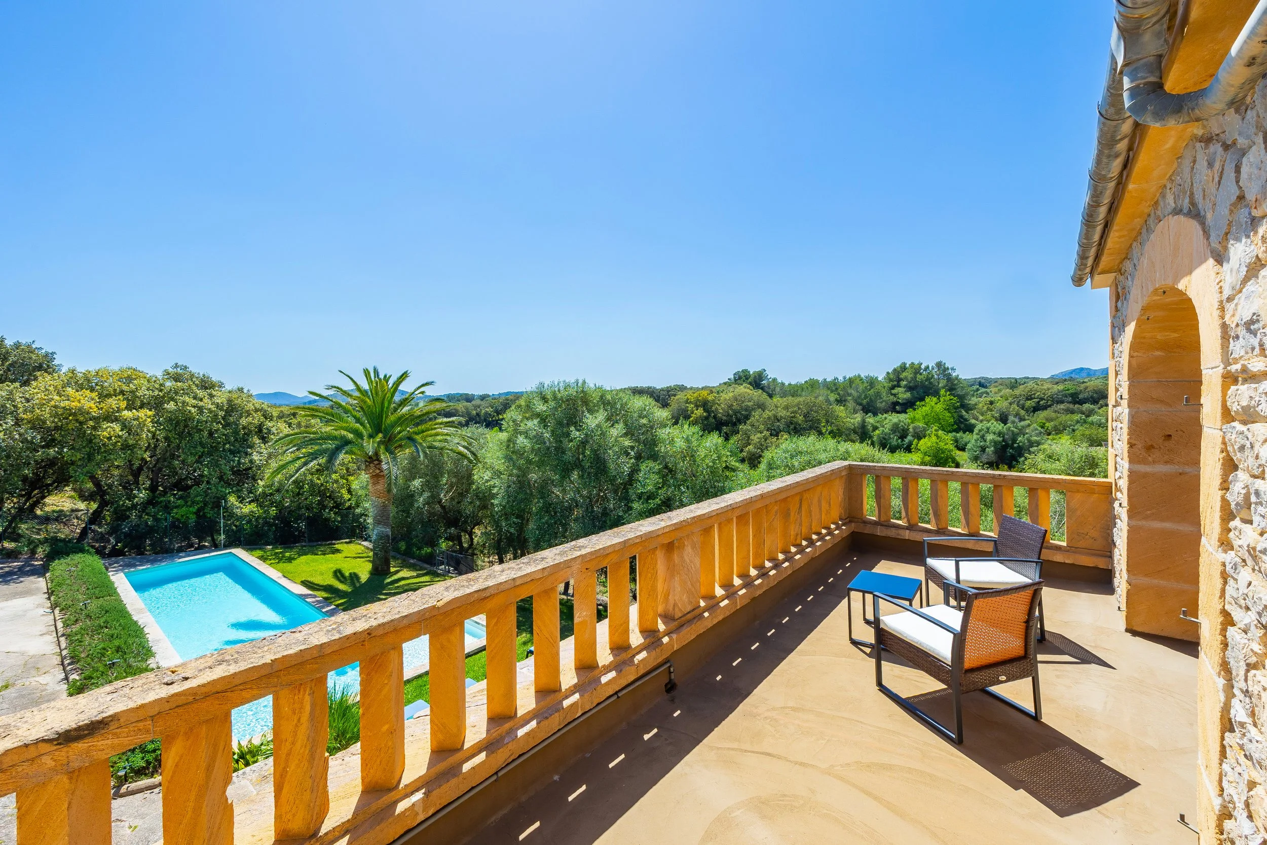 Traditional Mallorcan house with swimming pool near Artà surrounded by countryside real estate photography