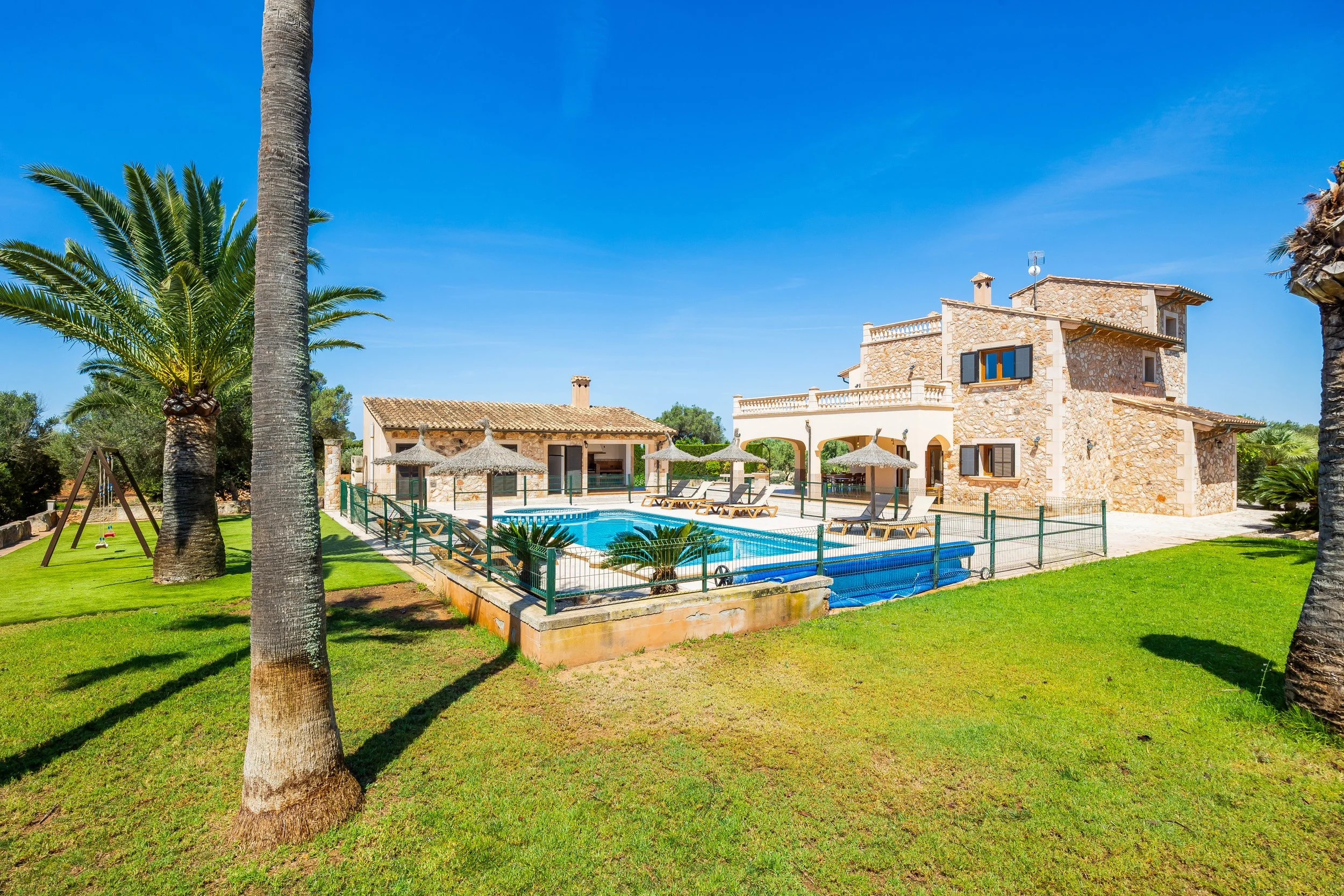 Rural house near Ses Salines Mallorca with swimming pool and Mediterranean countryside real estate photography