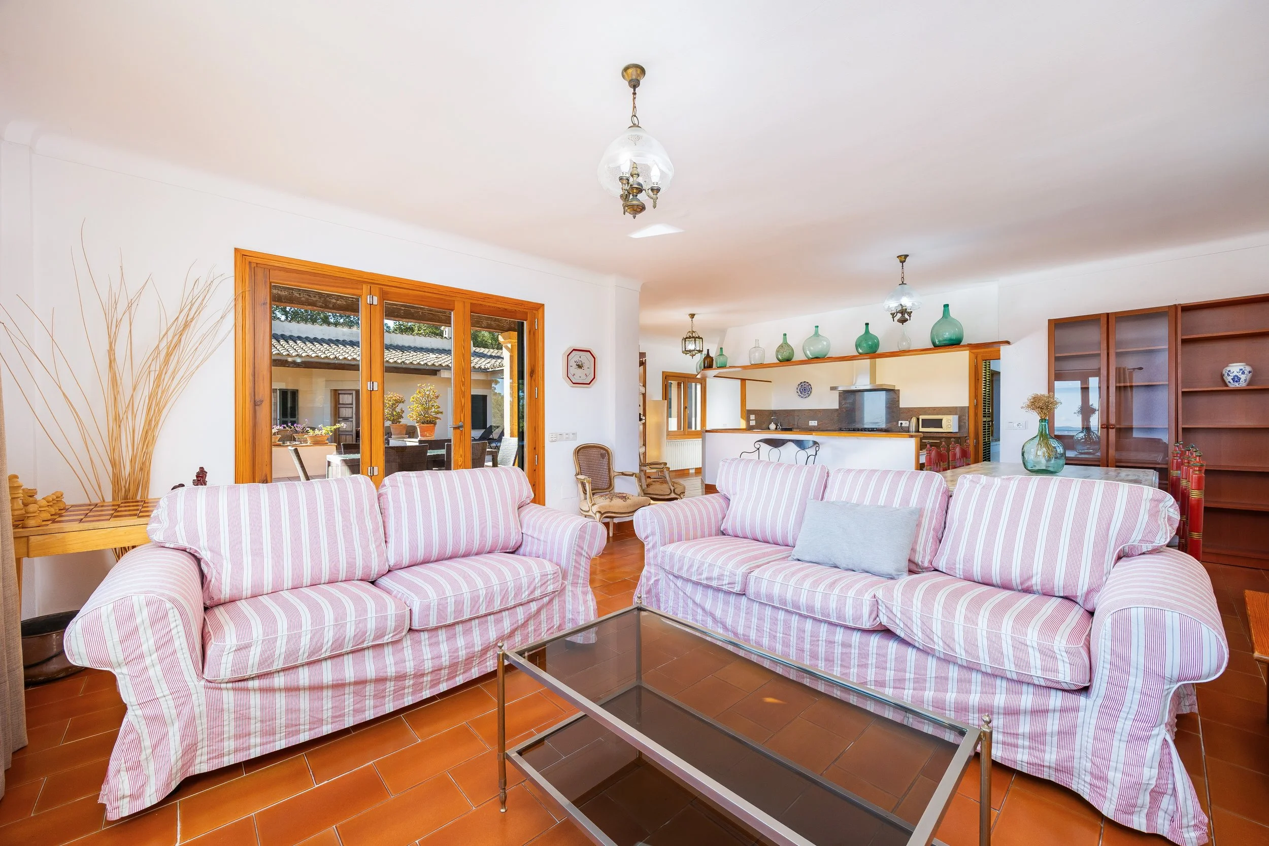 Traditional Mallorcan finca interior photography with natural light and rustic details