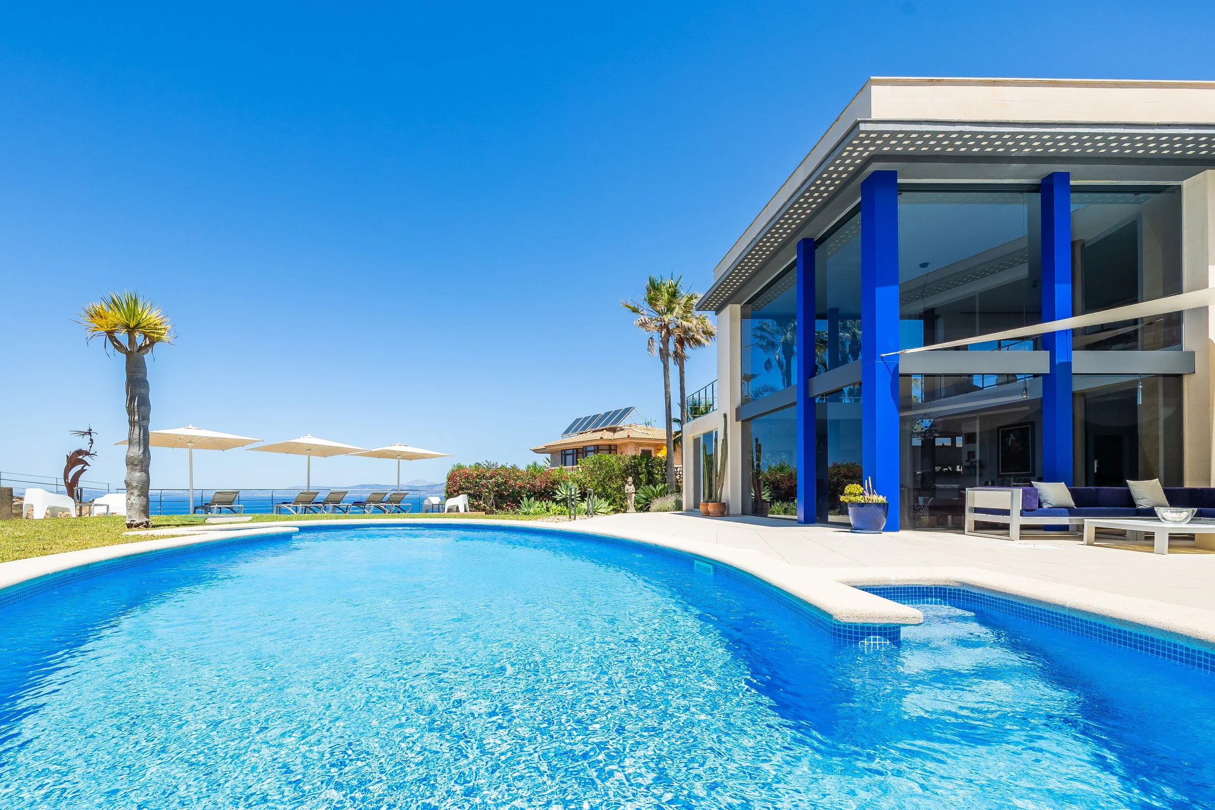 Coastal villa exterior real estate photography in Mallorca with sea views