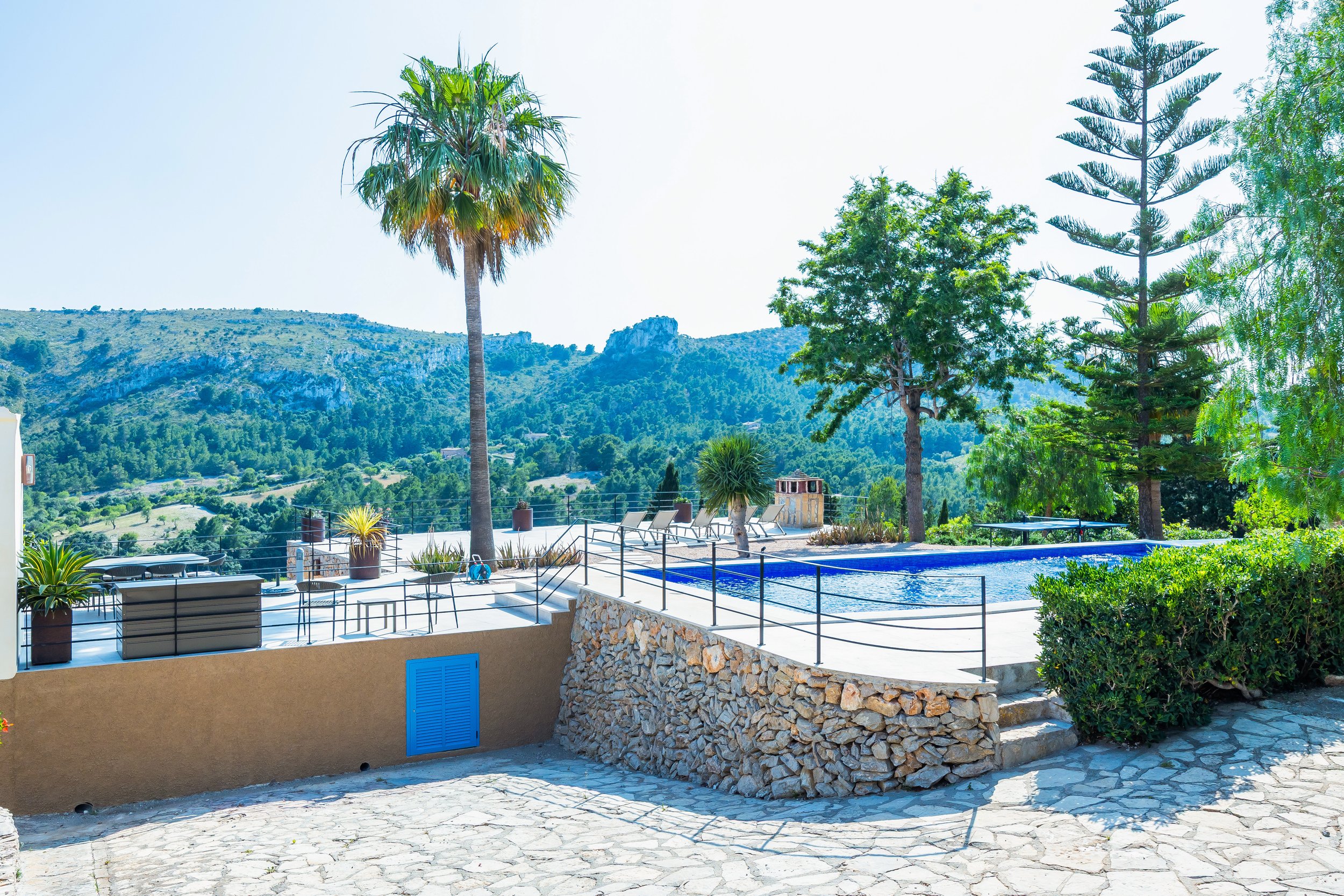 Can Gomez Mallorca countryside house with swimming pool near Son Macià and sea views towards Calas de Mallorca real estate photography