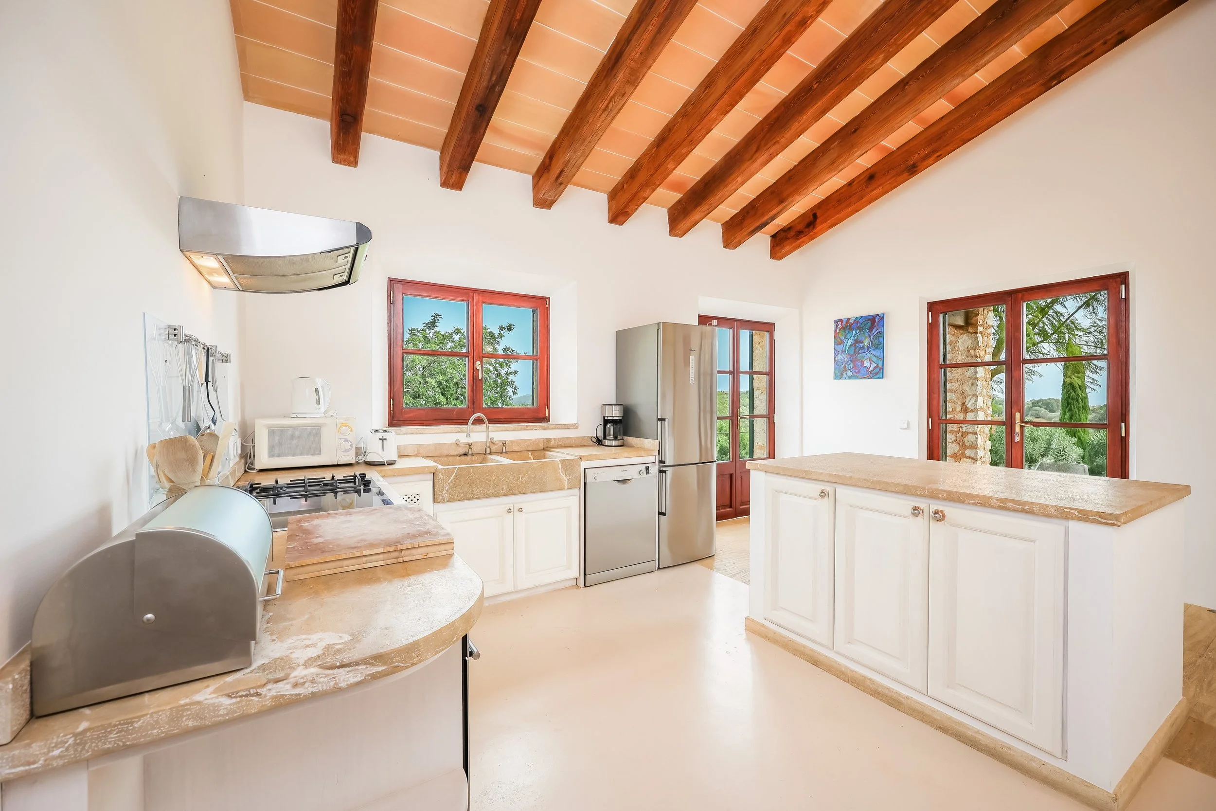 Traditional finca interior near Sant Llorenç Mallorca with rustic architecture and natural light real estate photography