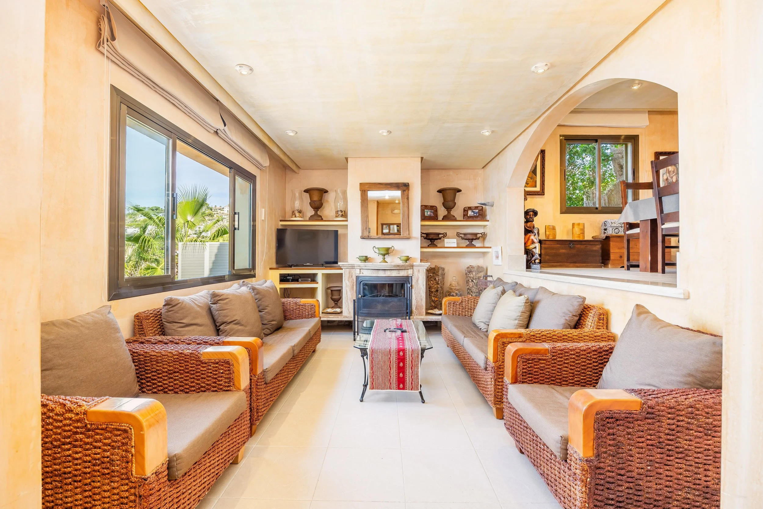 Luxury interior of Villa Cala Llamp Mallorca with modern design, natural light and sea views real estate photography