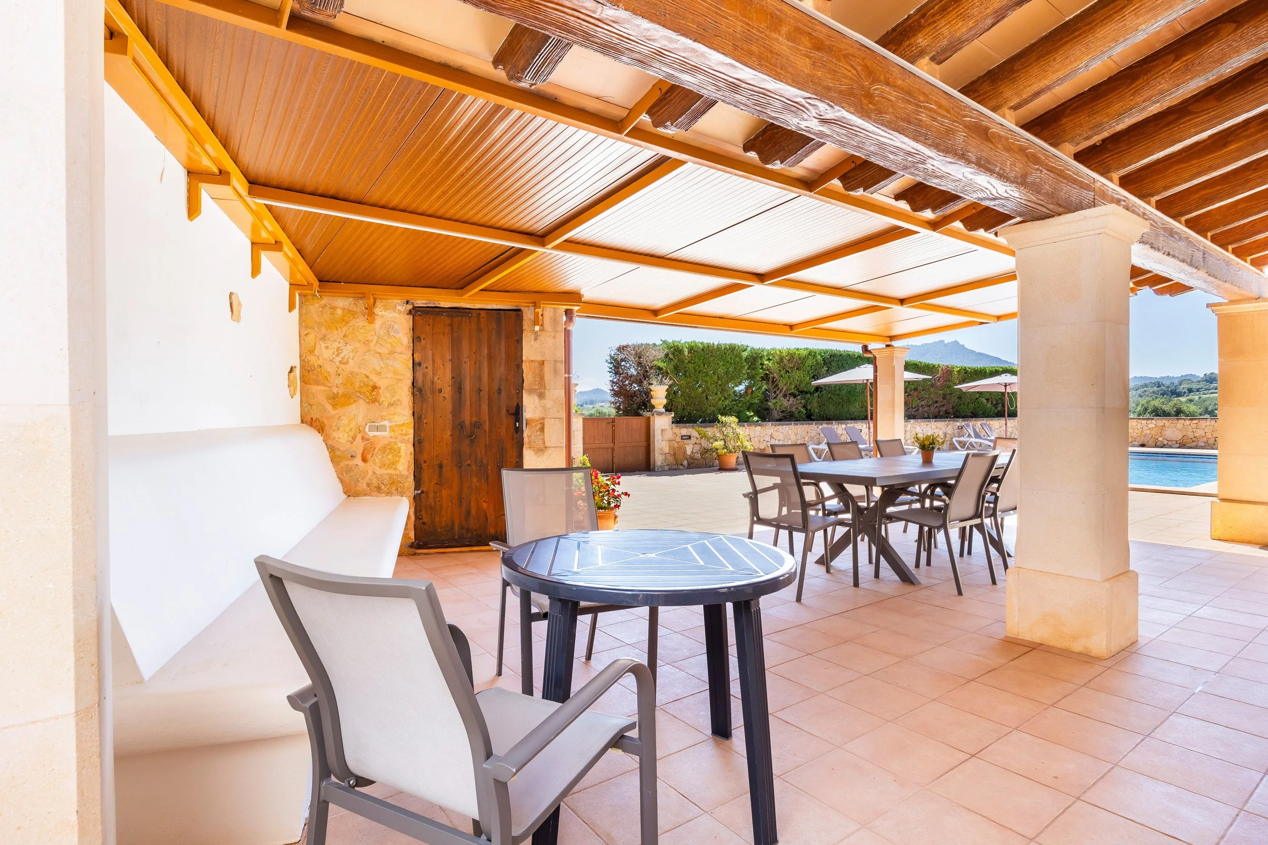 Traditional interior of Cas Cuni Mallorca with rustic architecture and natural light real estate photography