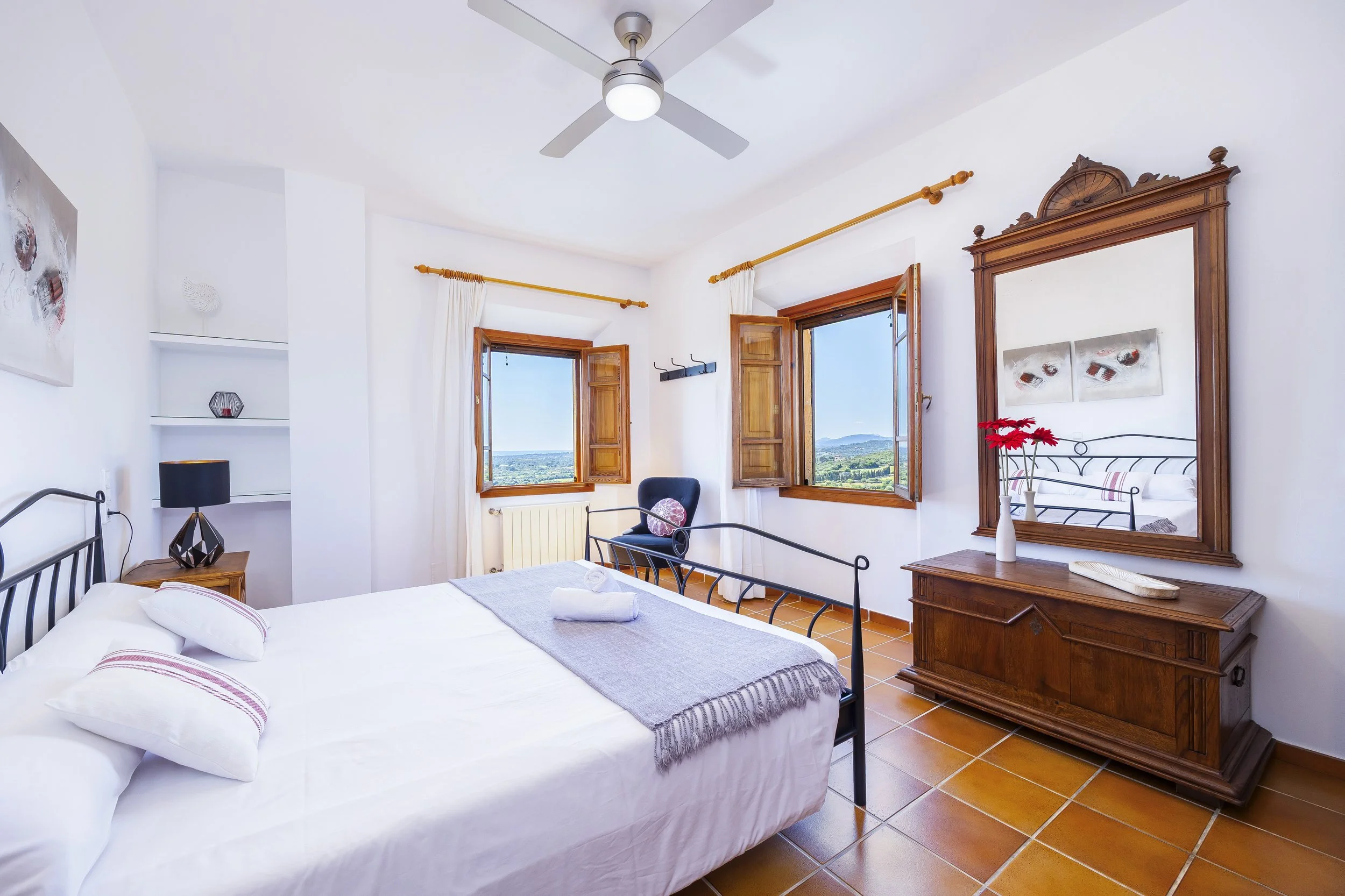 Son Galta Mallorca interior with natural light and sea views over Cala Millor real estate photography