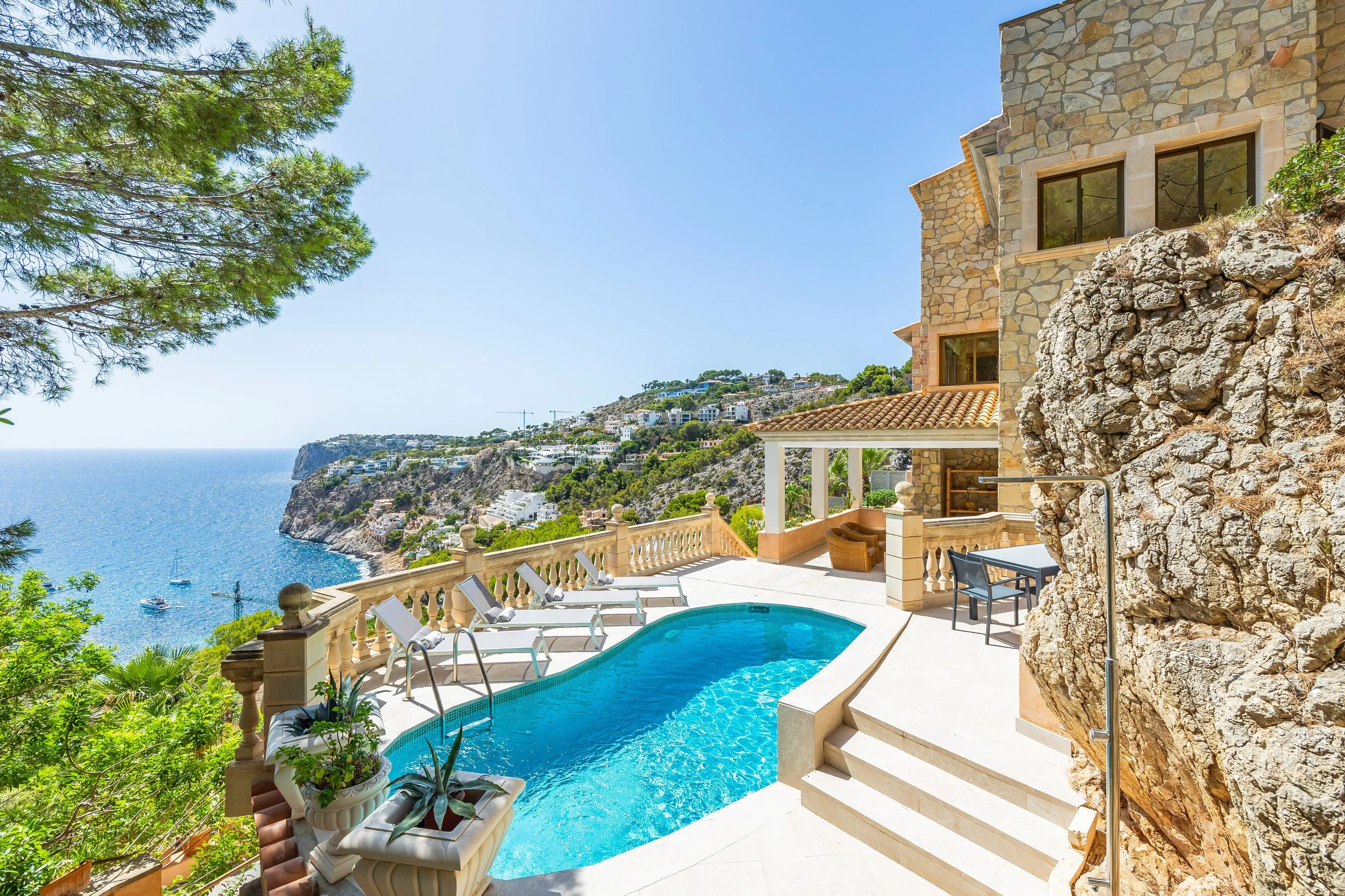 Luxury villa in Cala Llamp Mallorca with swimming pool and panoramic sea views real estate photography