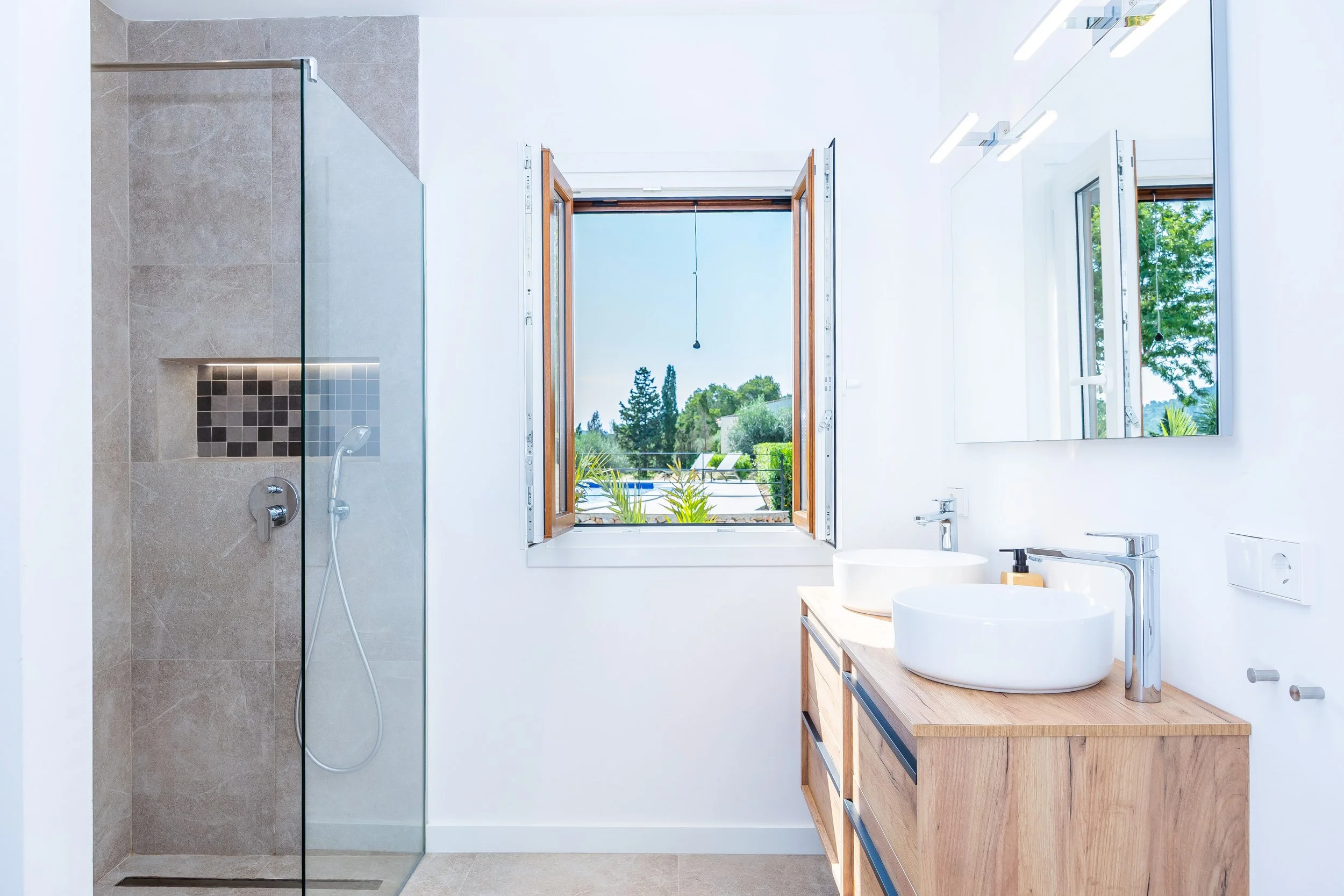 Can Gomez Mallorca renovated countryside interior with natural light and modern rustic style real estate photography
