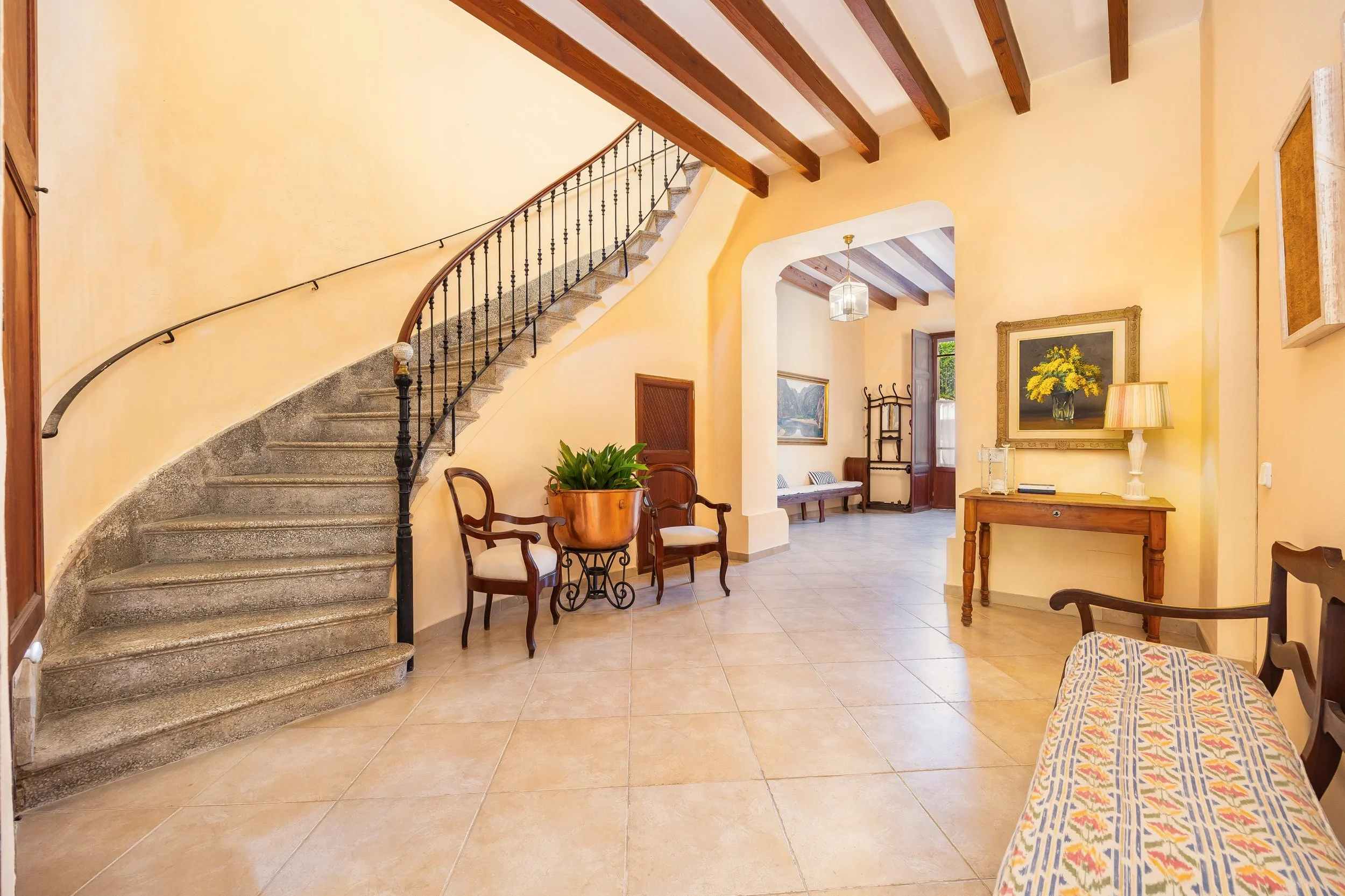 Historic interior of traditional house in Felanitx Mallorca with natural light real estate photography
