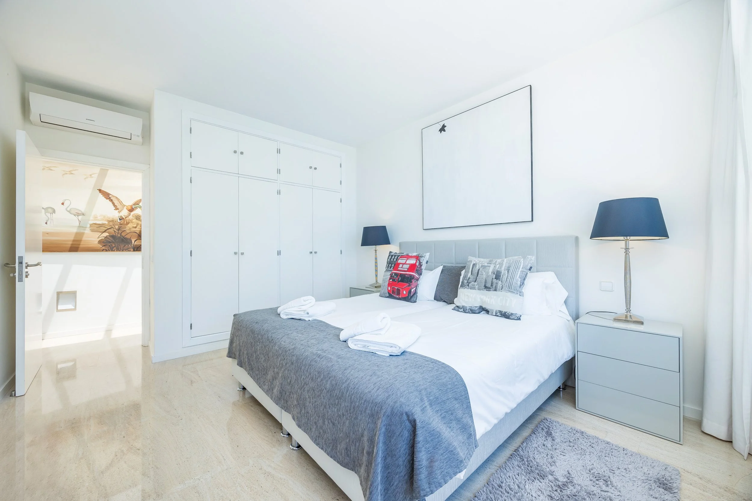 Luxury bedroom interior photography in Mallorca with natural light