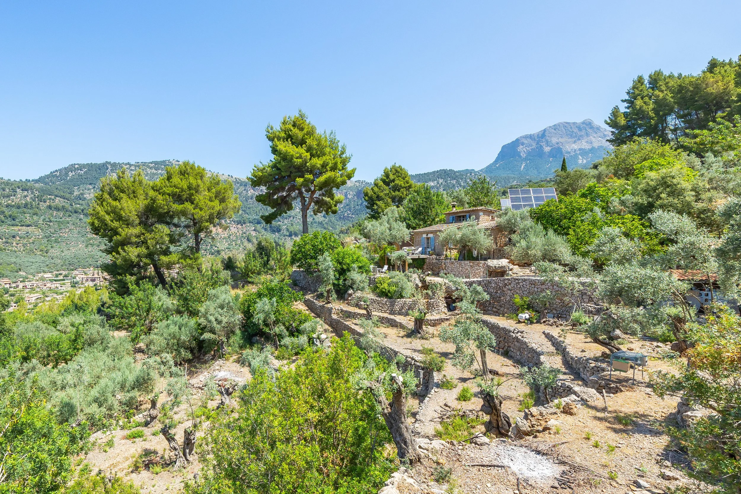 Renovated mountain house near Sóller Mallorca with panoramic views over Sóller valley real estate photography